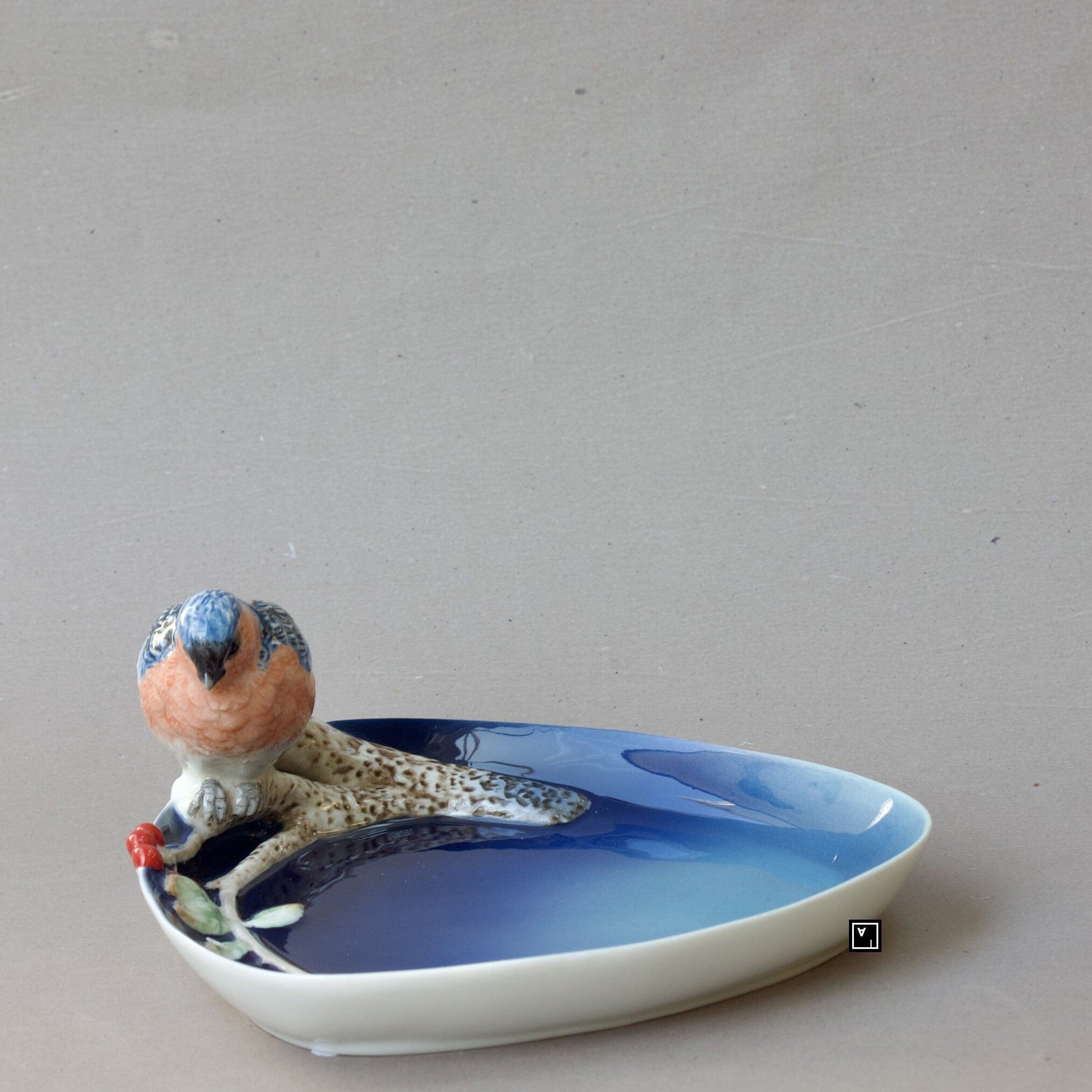 Blue Fine Porcelain Tray with Bird
