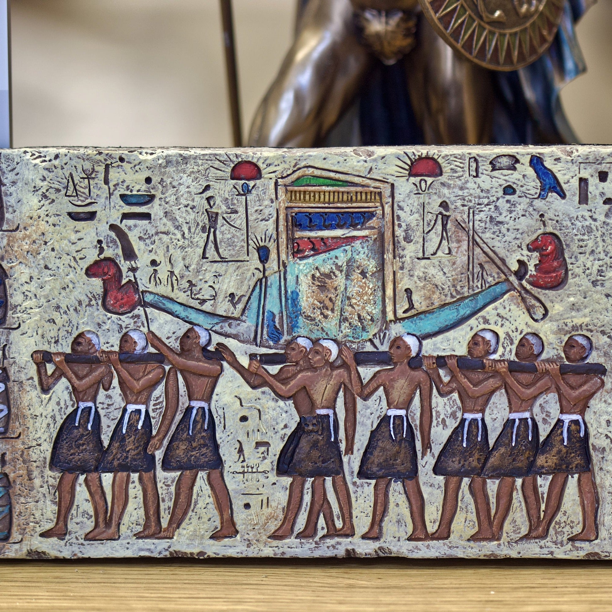 Ancient Egyptian Hieroglyphs Carved Stone Wall Hanging Decor