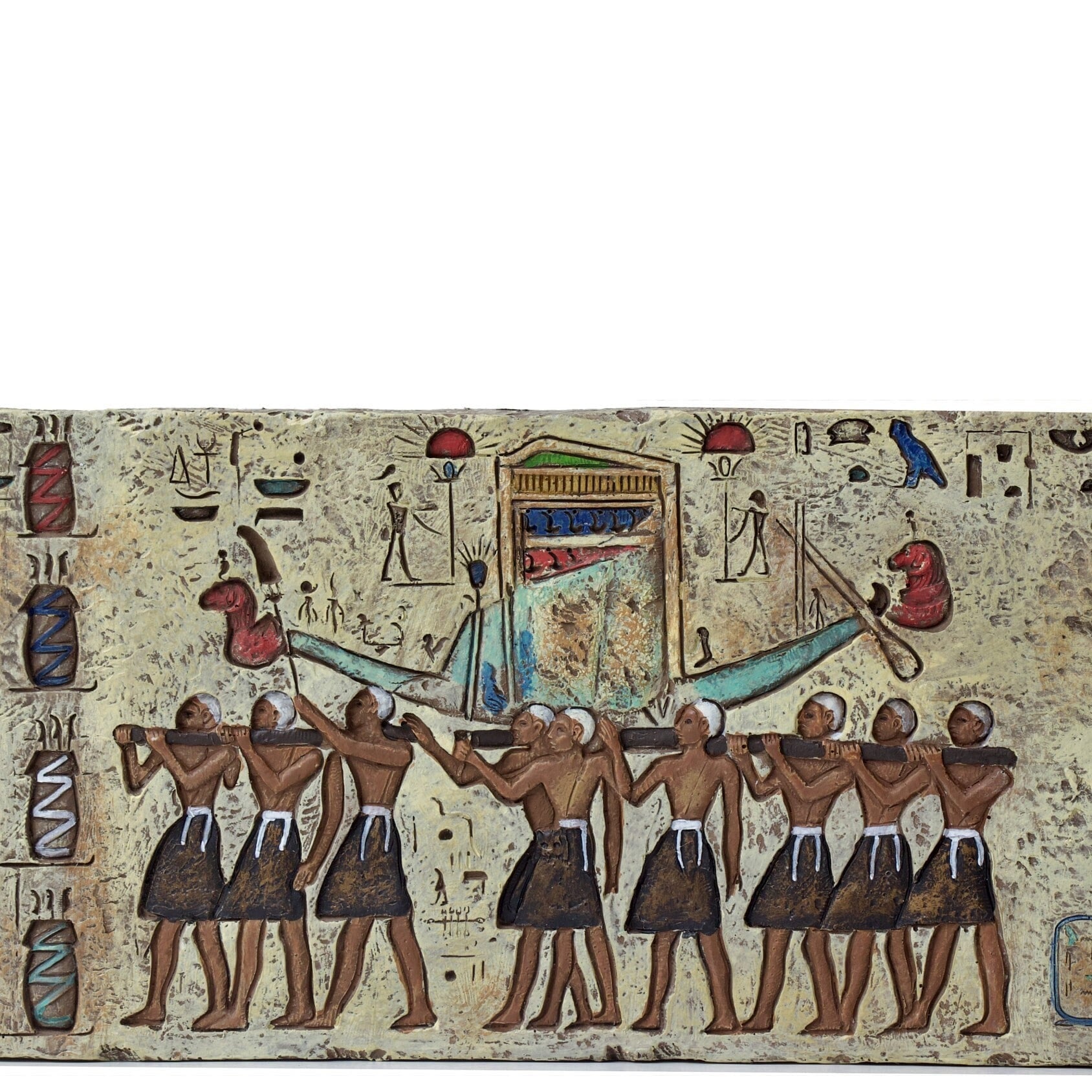 Ancient Egyptian Hieroglyphs Carved Stone Wall Hanging Decor