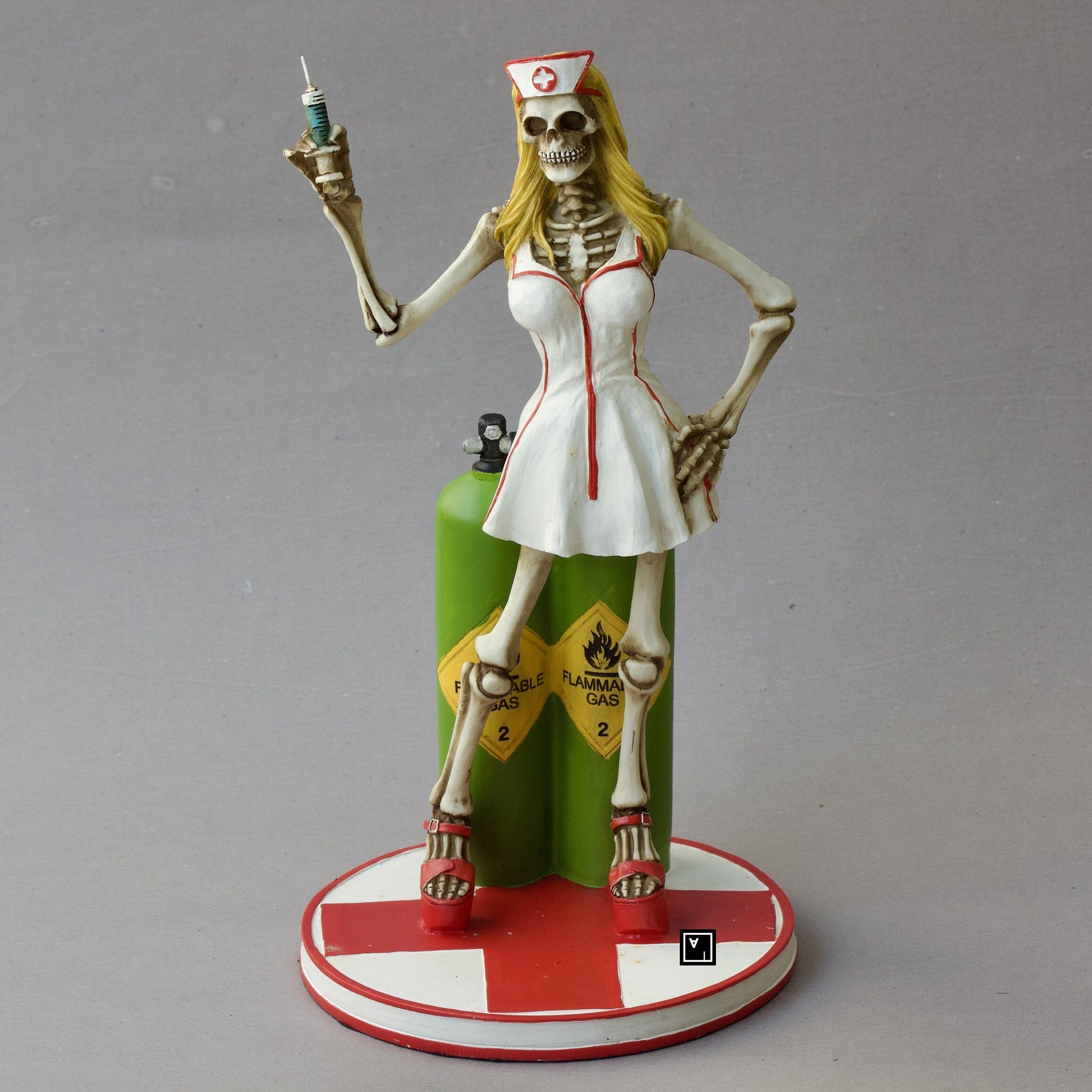 Skeleton Nurse Statue | Polyresin Sculpture, Macabre Decoration