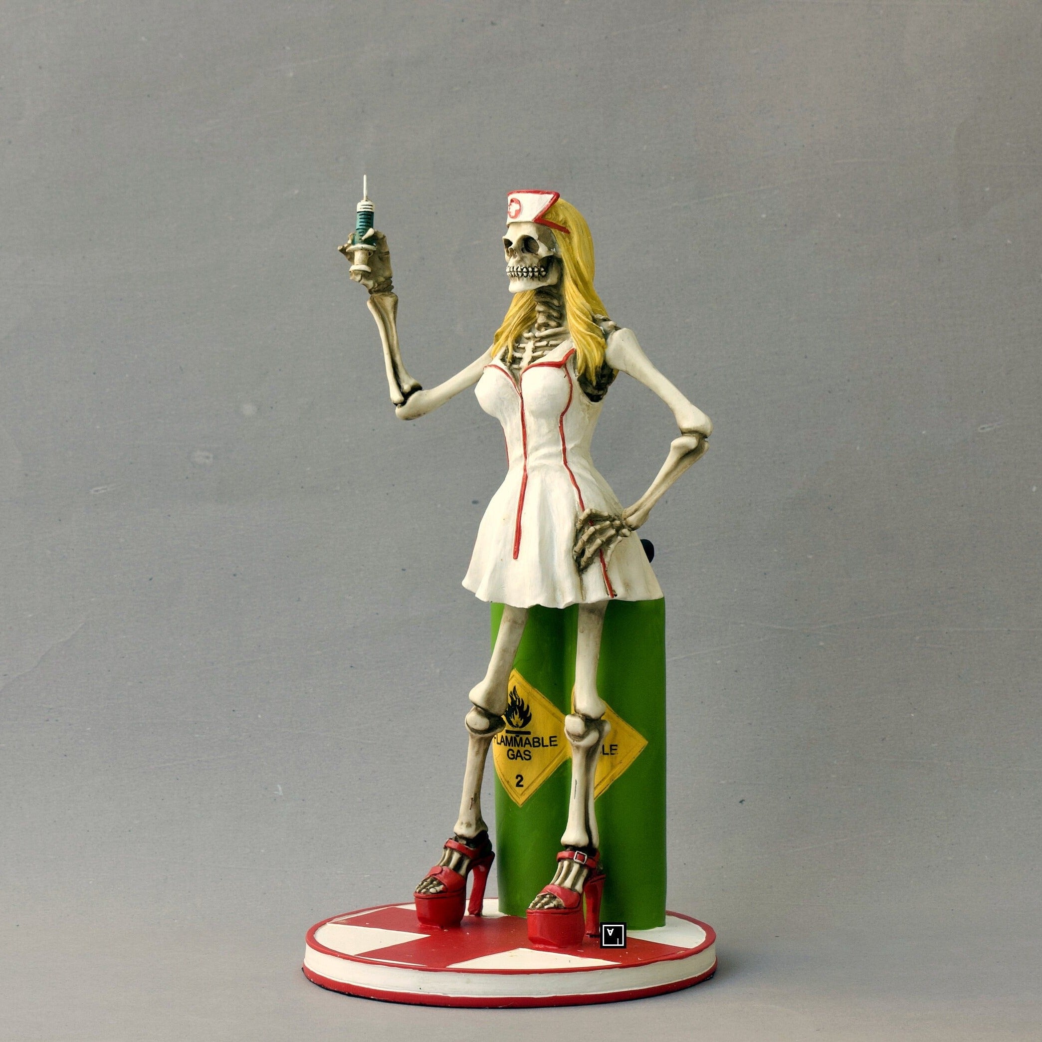 Skeleton Nurse Statue | Polyresin Sculpture, Macabre Decoration