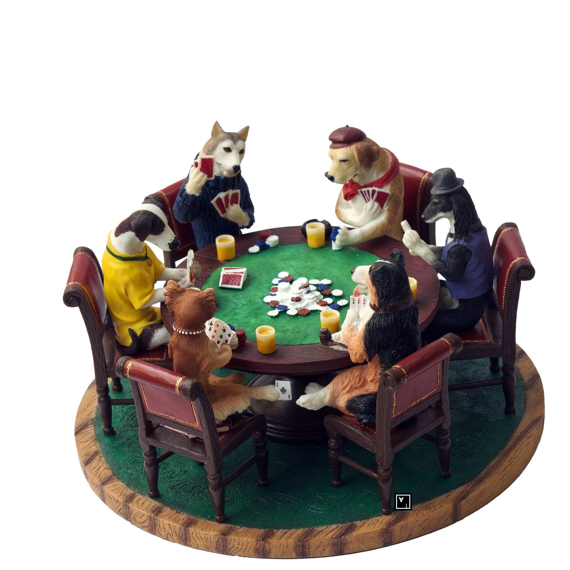 Dogs Playing Poker Figurine: Cold Cast Resin Statue