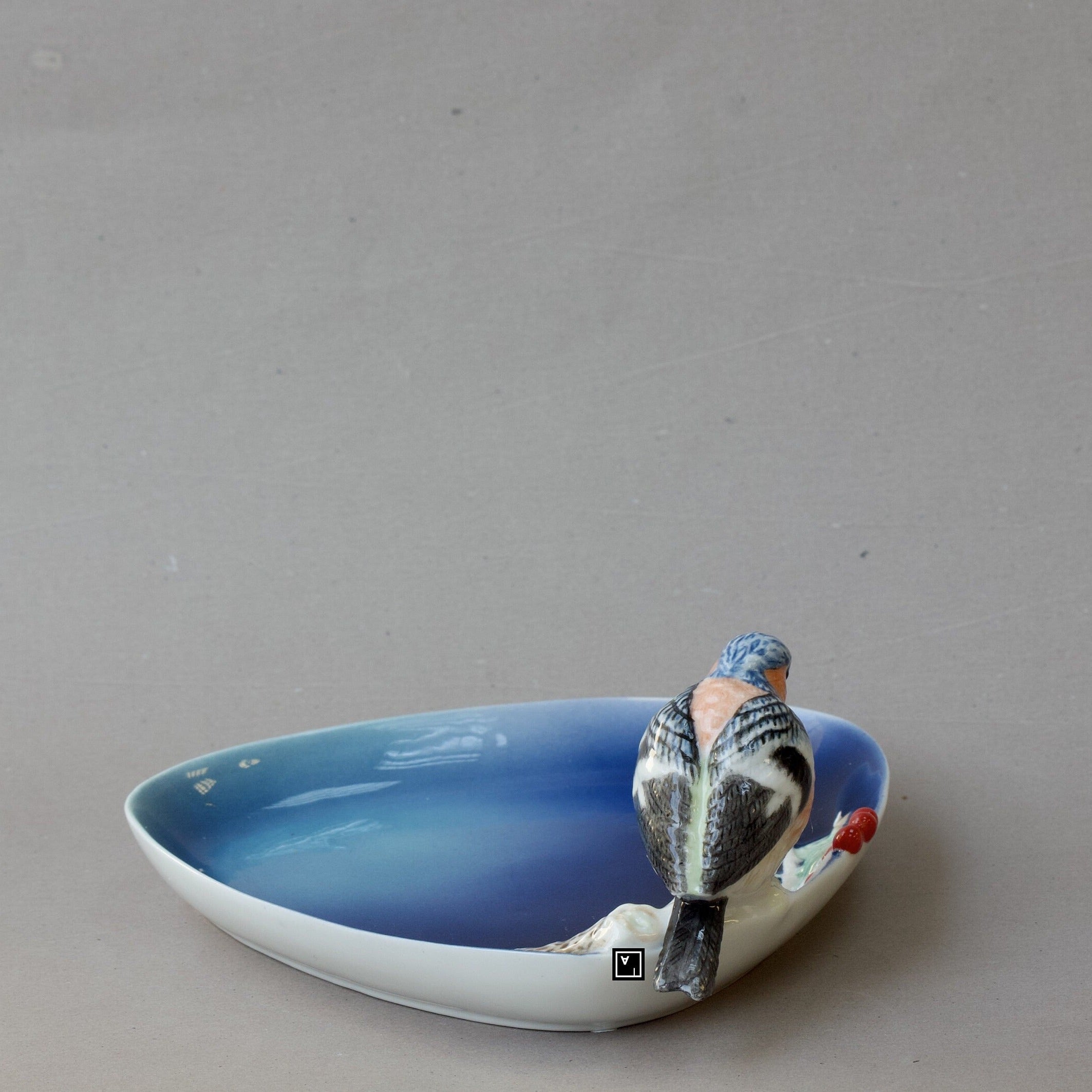 Blue Fine Porcelain Tray with Bird