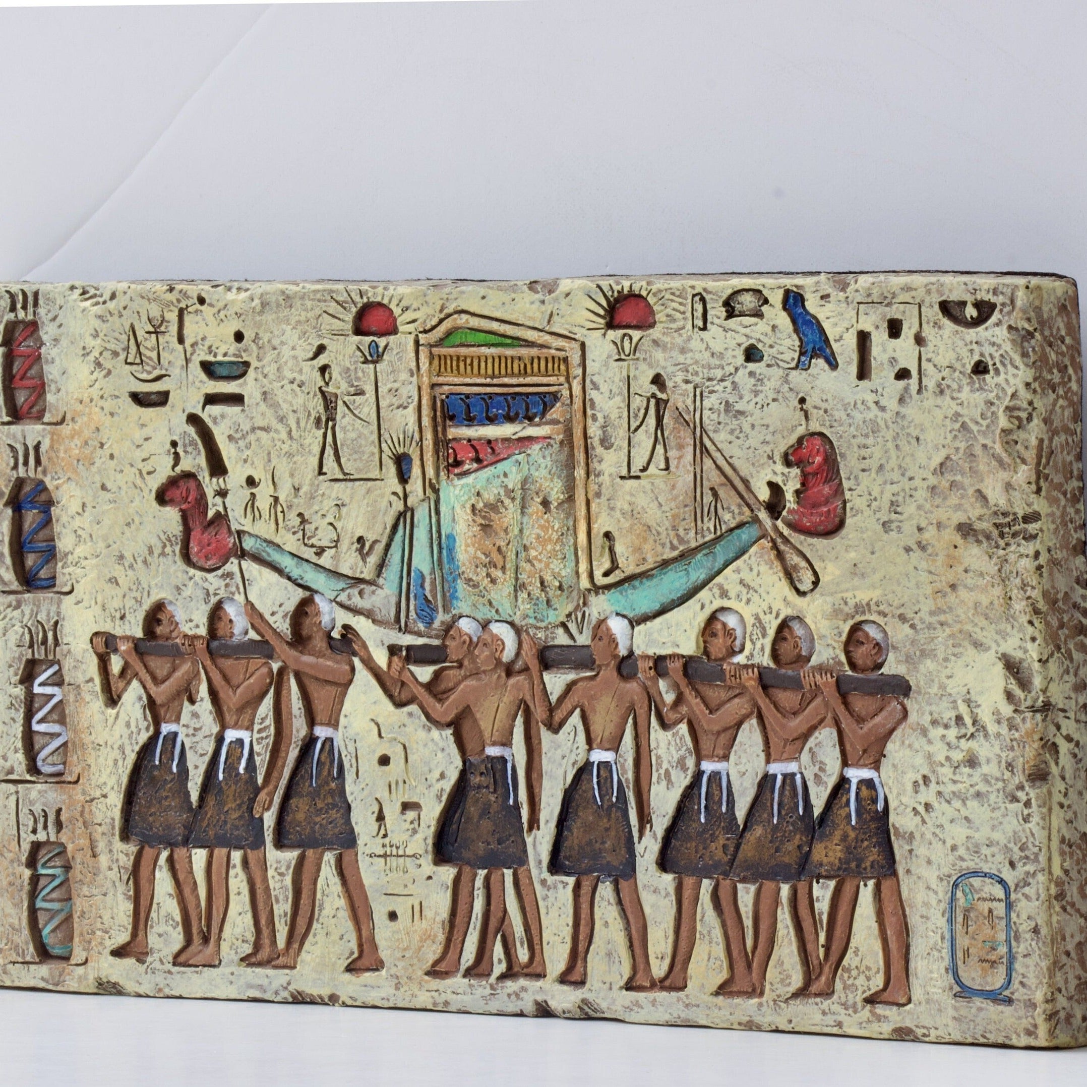 Ancient Egyptian Hieroglyphs Carved Stone Wall Hanging Decor