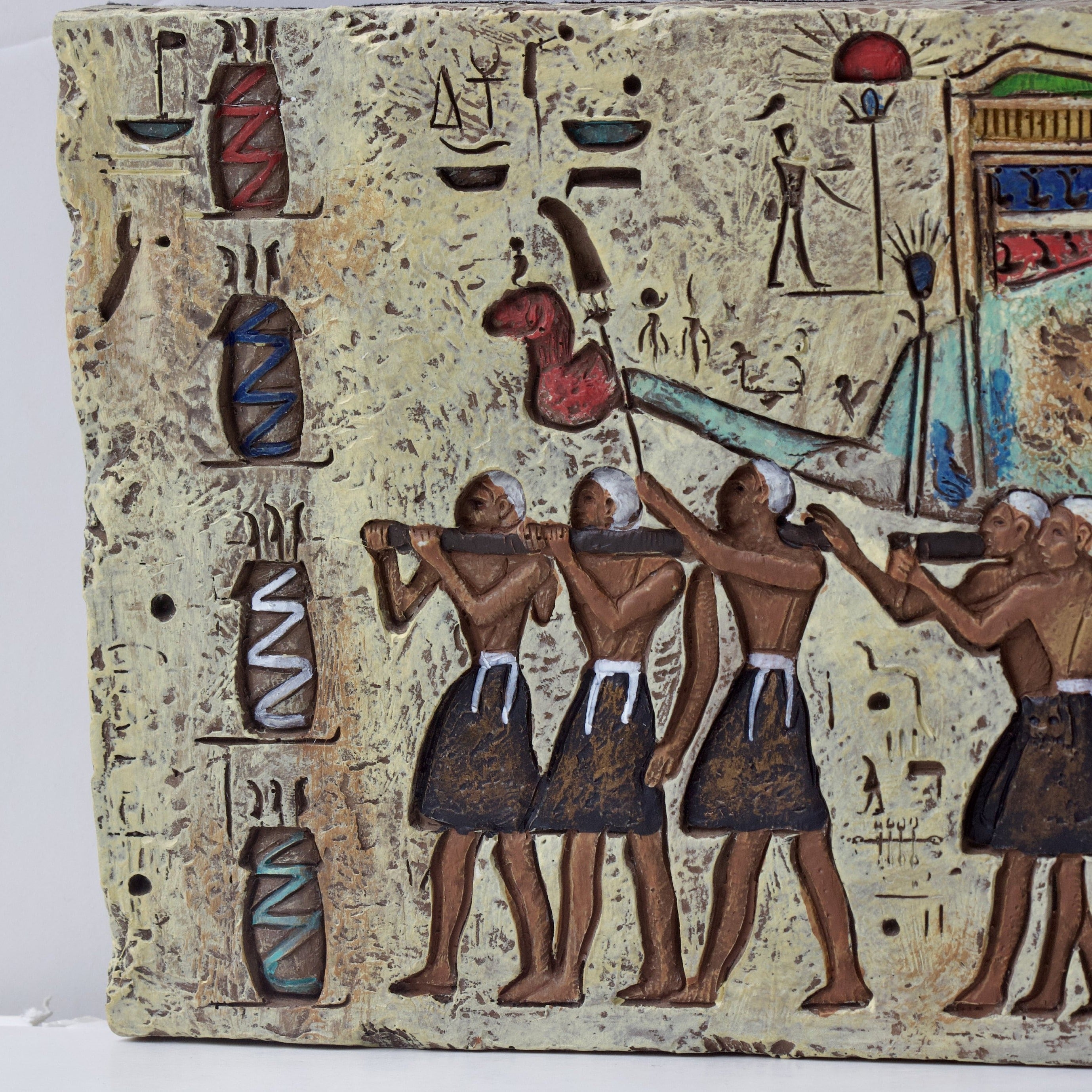 Ancient Egyptian Hieroglyphs Carved Stone Wall Hanging Decor