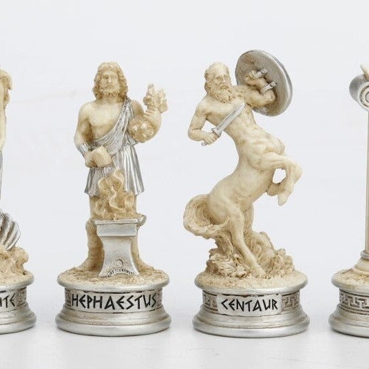 Mythological Chess Set: Ancient Greek Sculpture Design, Large Chessboard