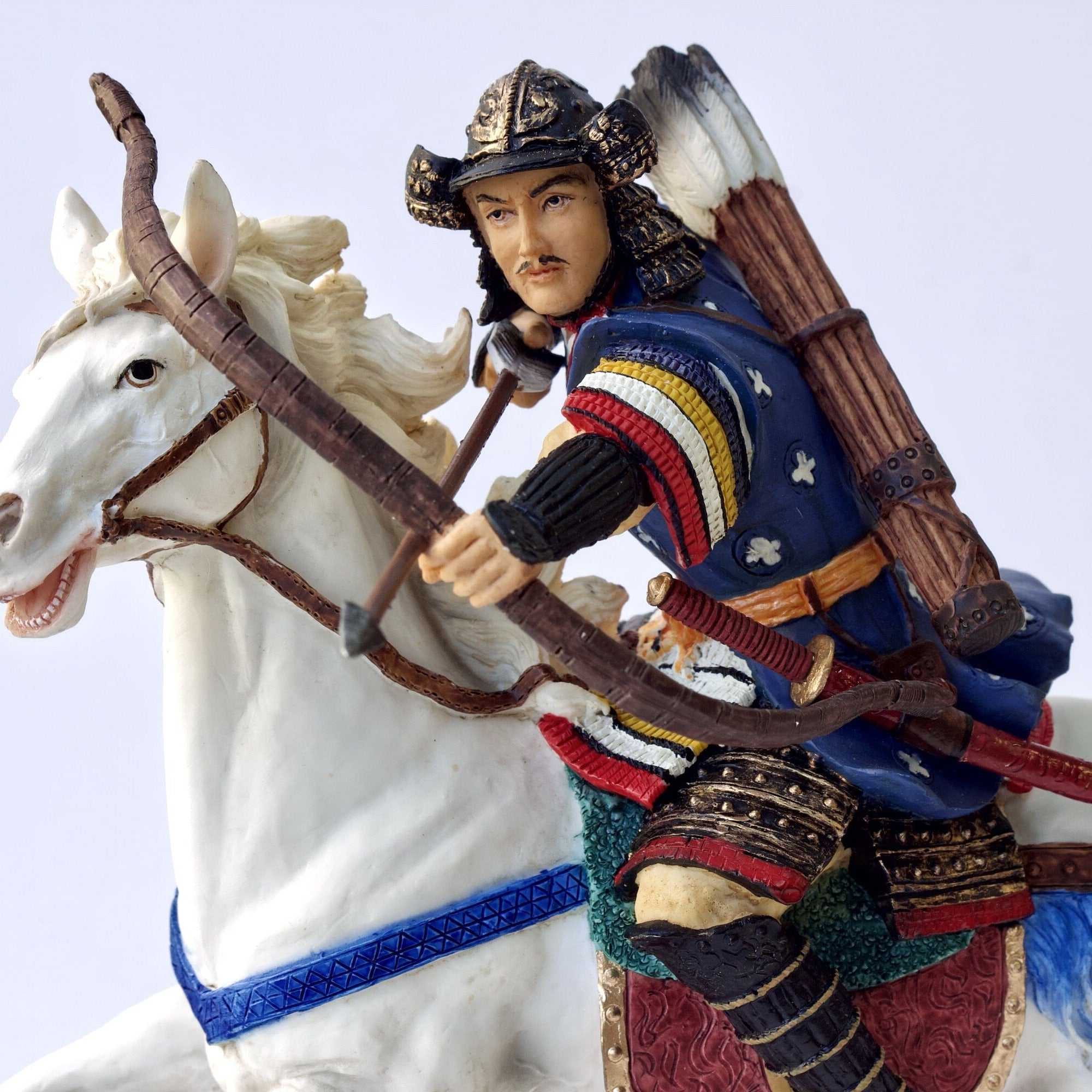 Samurai Archer on Horse Statue: Veronese Design Cold Cast Resin