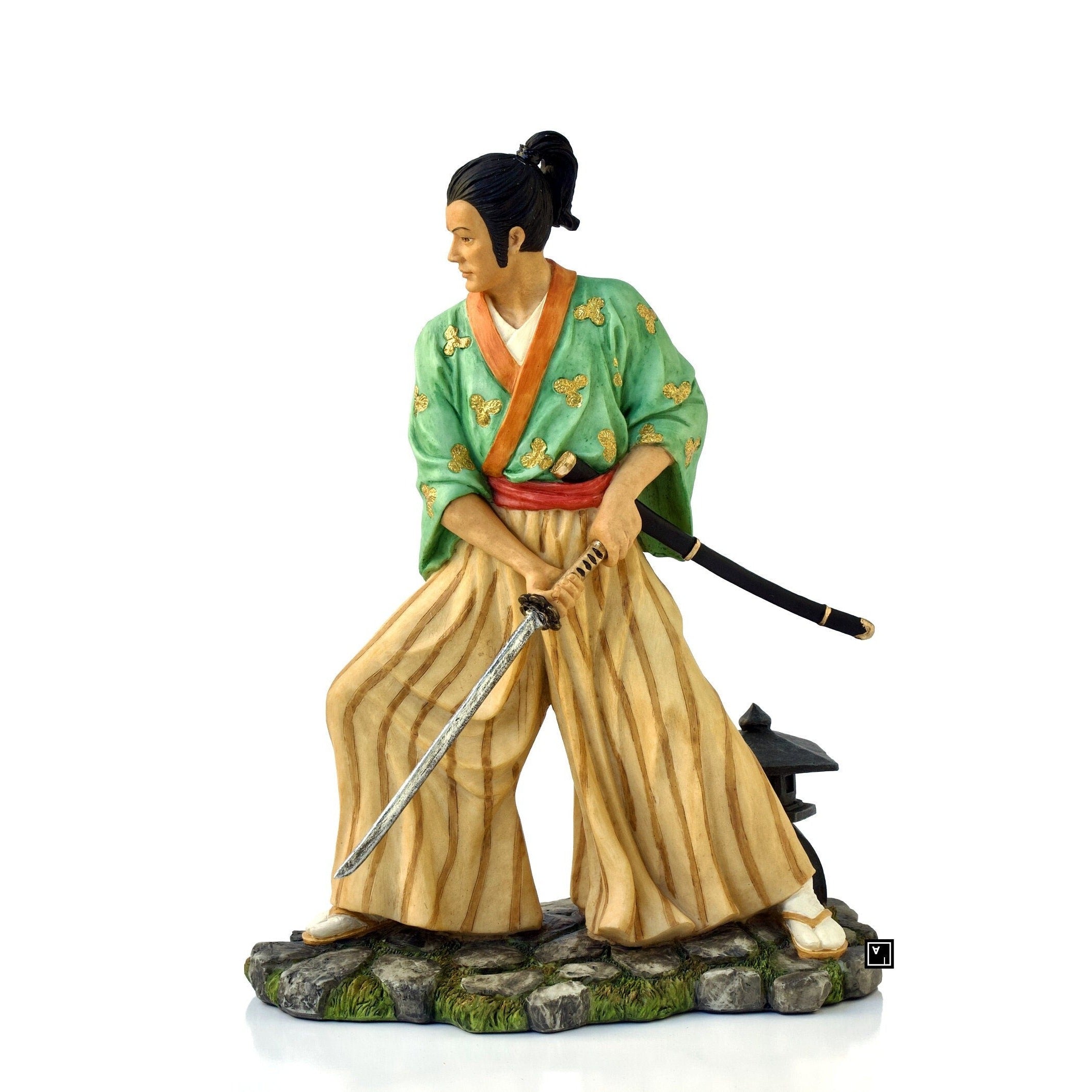 Samurai with sword Statue.Samurai Figurine.