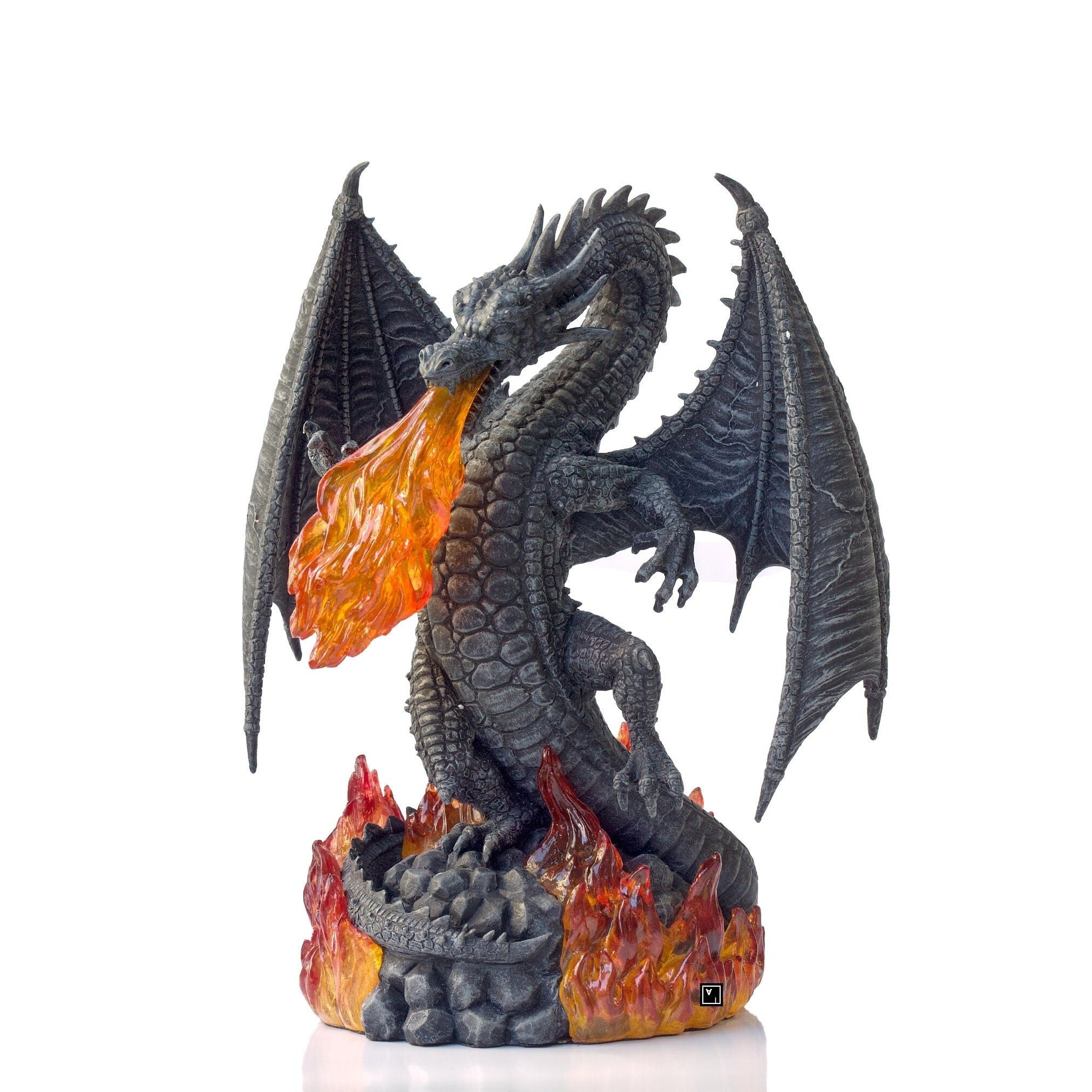 Fire Breathing Dragon Sculpture. Fantasy Dragon Figurine