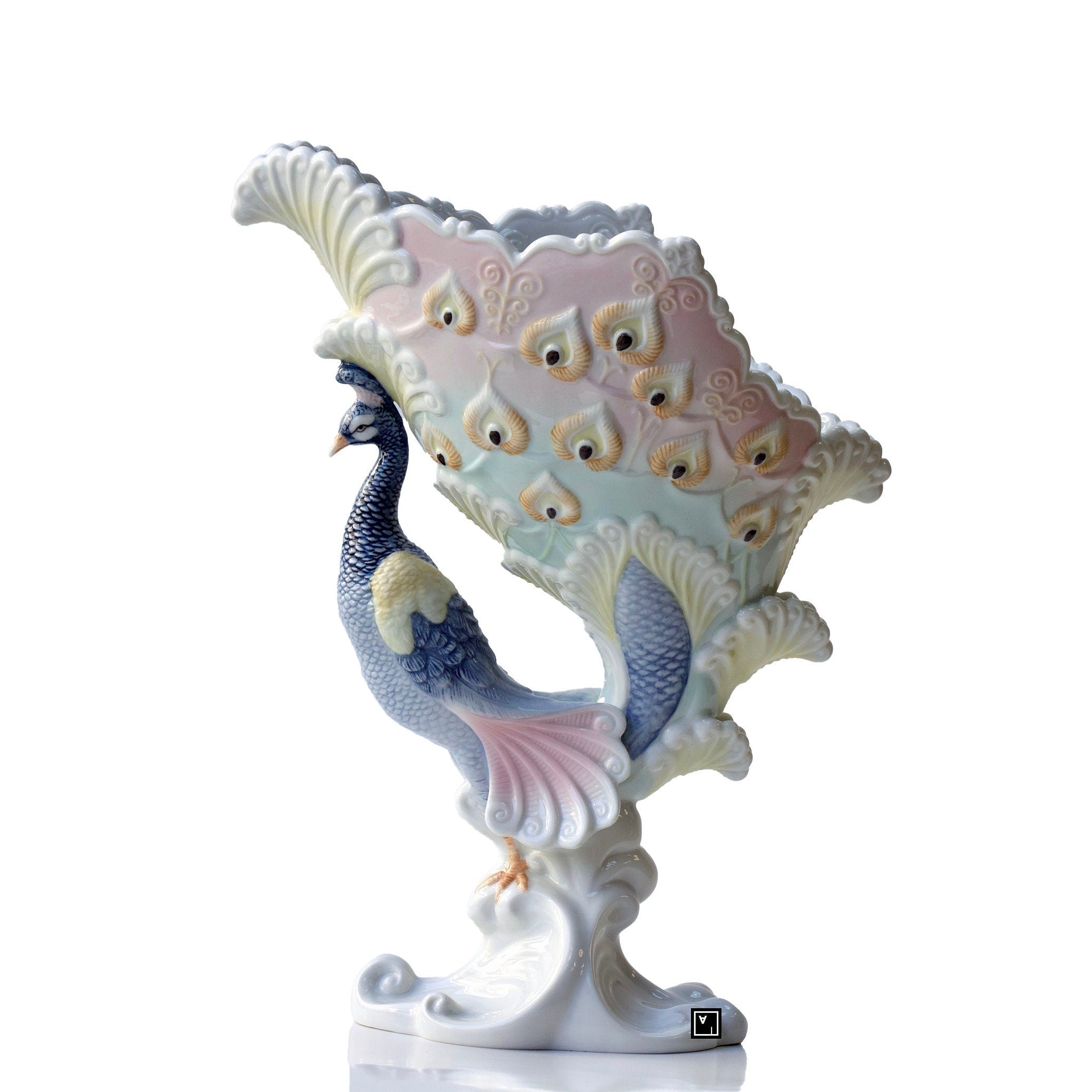 Fine Porcelain Peacock Bowl. Peacock Ornaments.