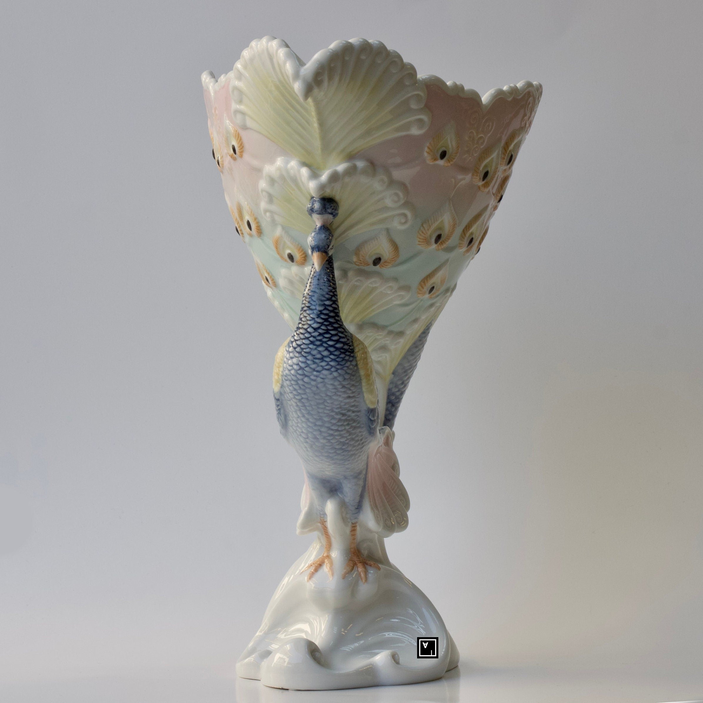 Fine Porcelain Peacock Bowl. Peacock Ornaments.