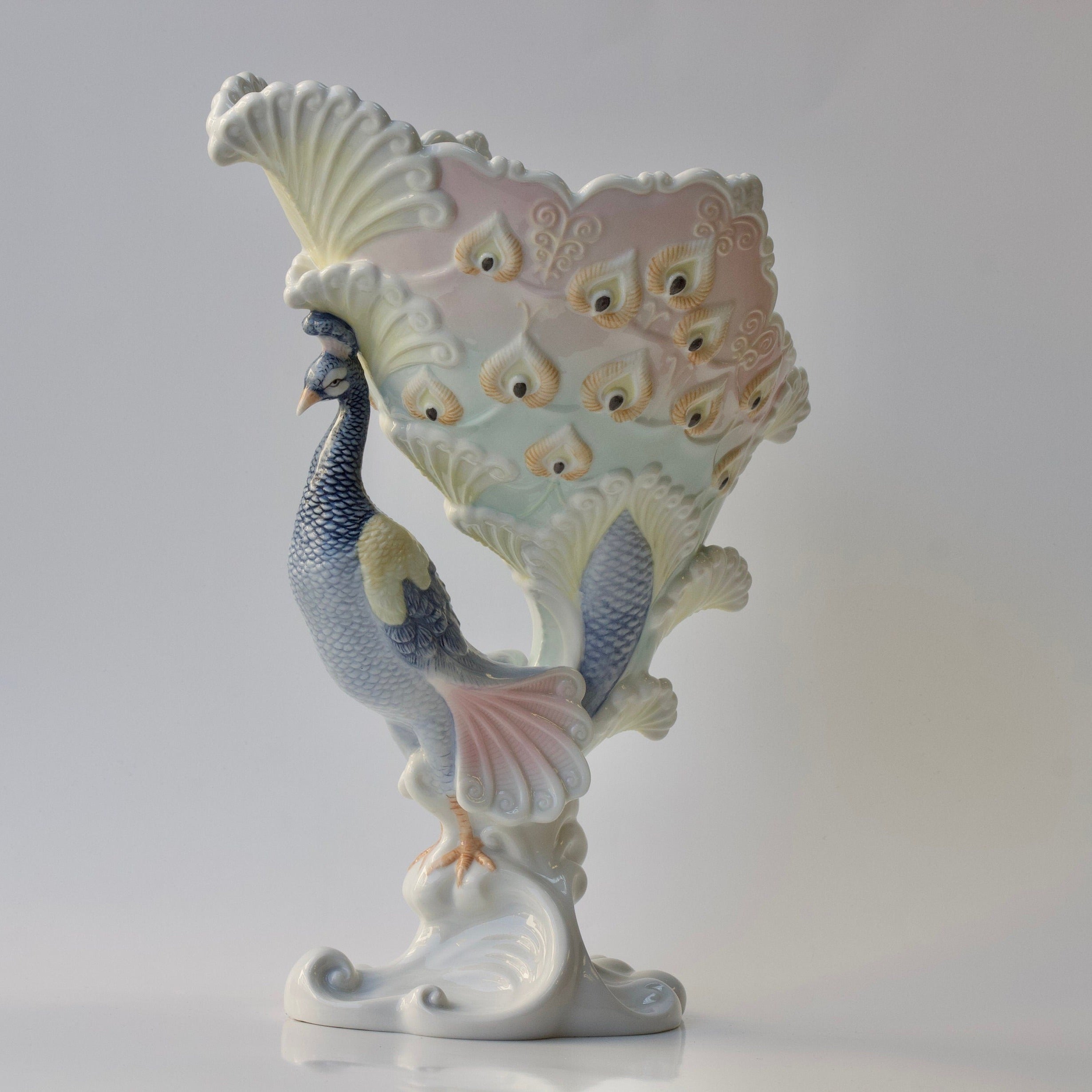 Fine Porcelain Peacock Bowl. Peacock Ornaments.