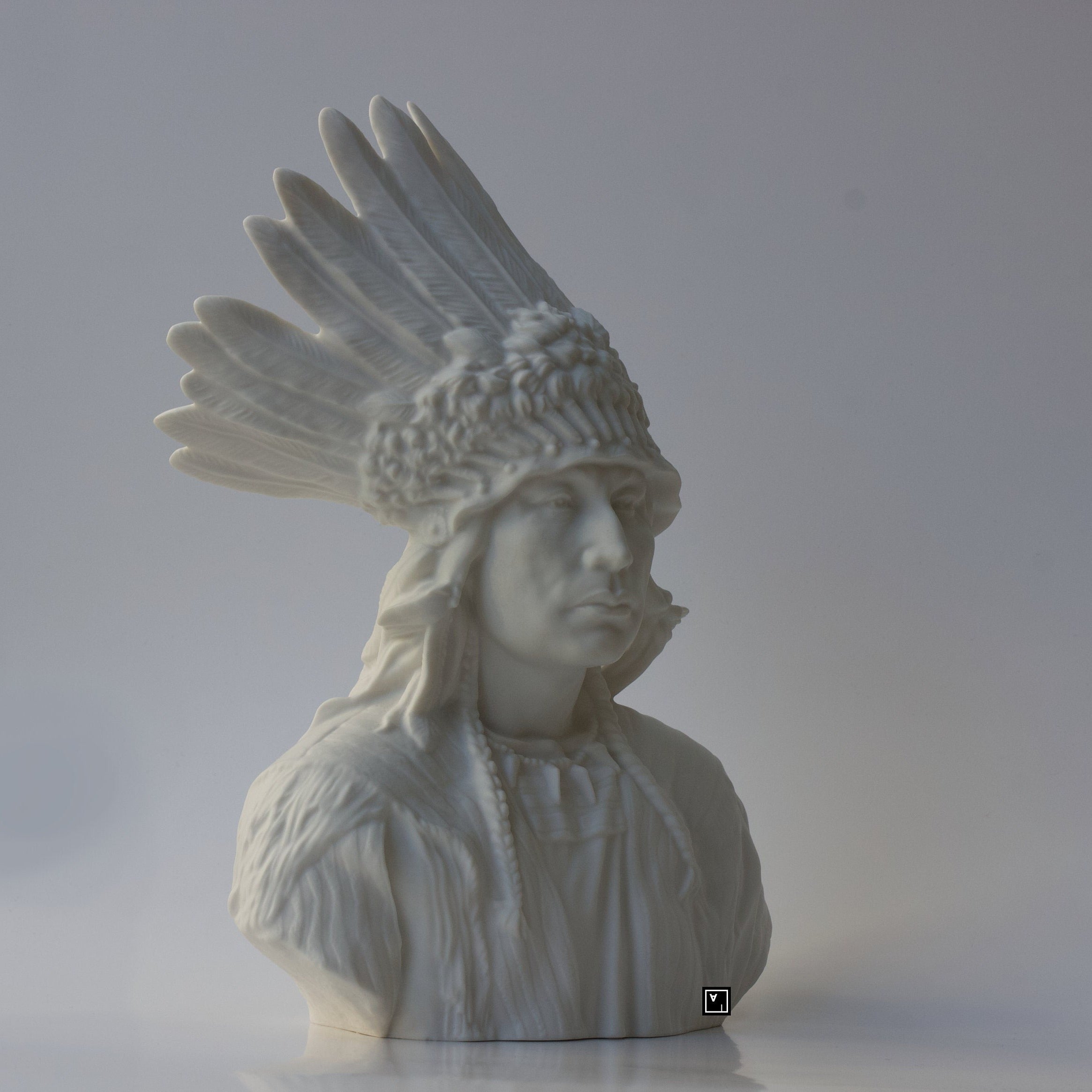Porcelain Native American Chef Bust Sculpture