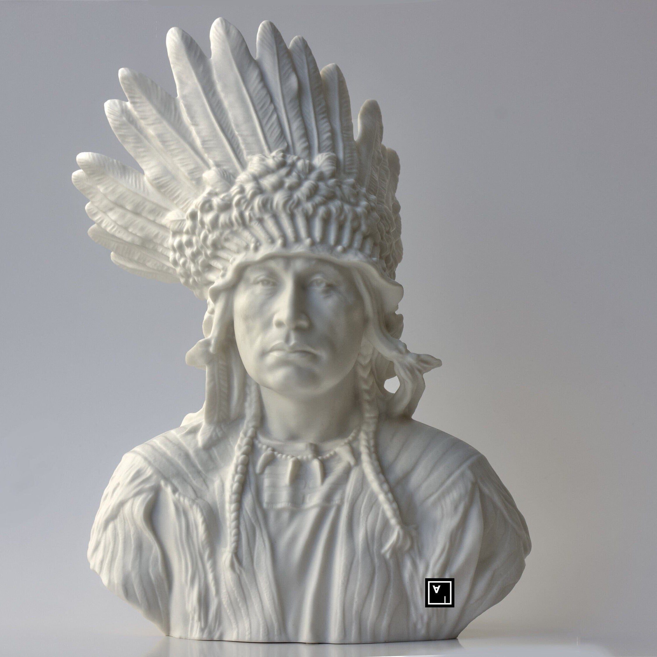 Porcelain Native American Chef Bust Sculpture