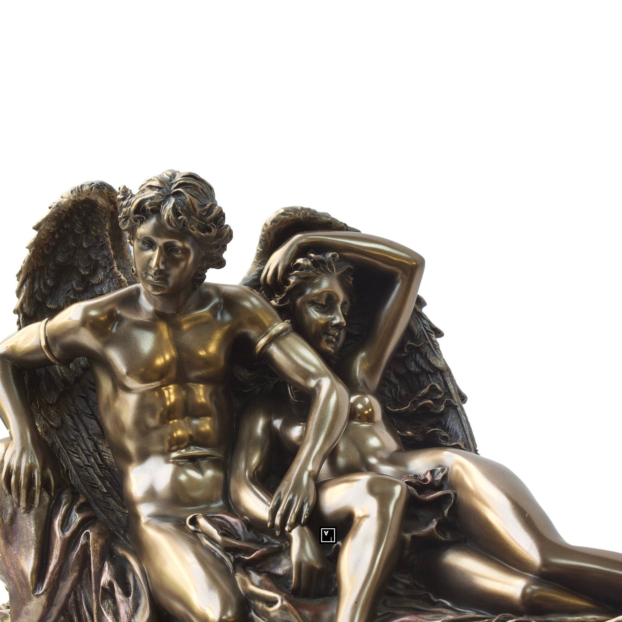 Eros and Psyche Sculpture: Cold Cast Bronze Greek Mythology Statue