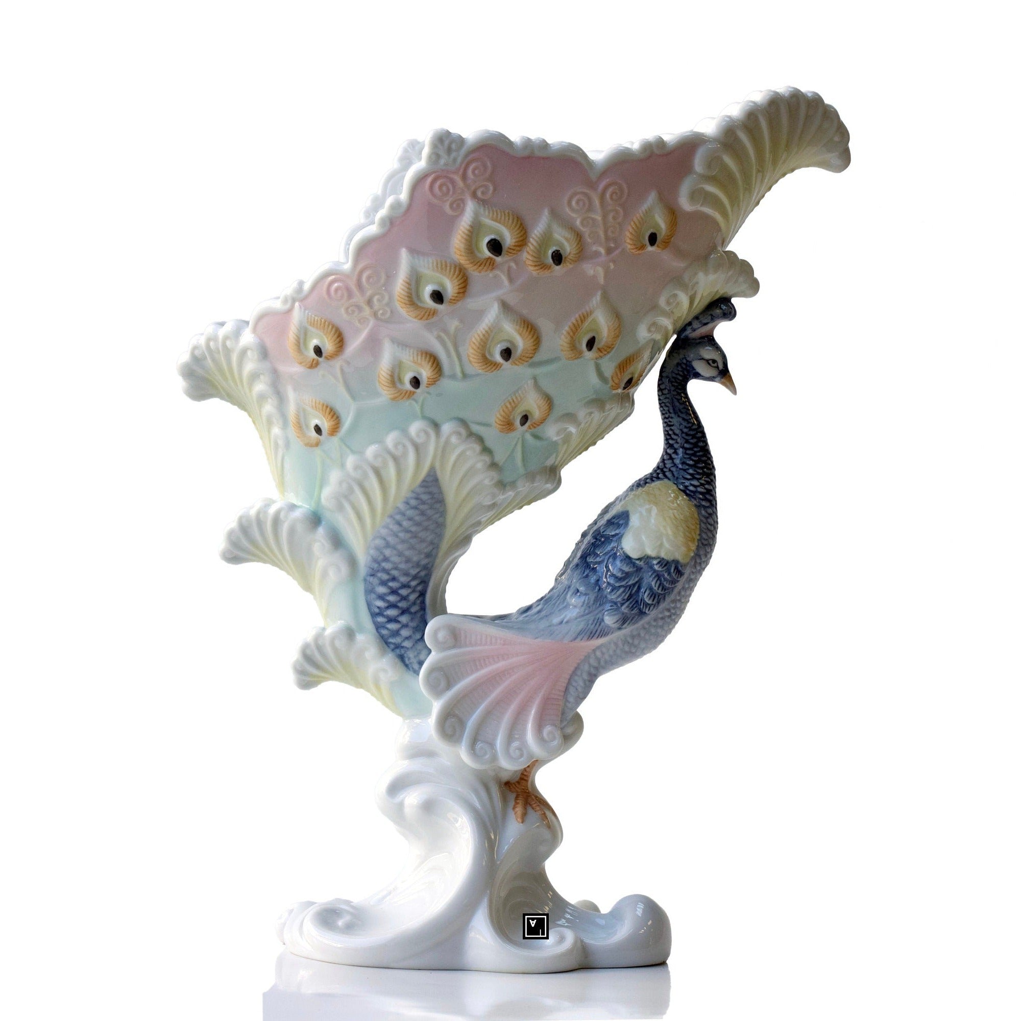 Fine Porcelain Peacock Bowl. Peacock Ornaments.