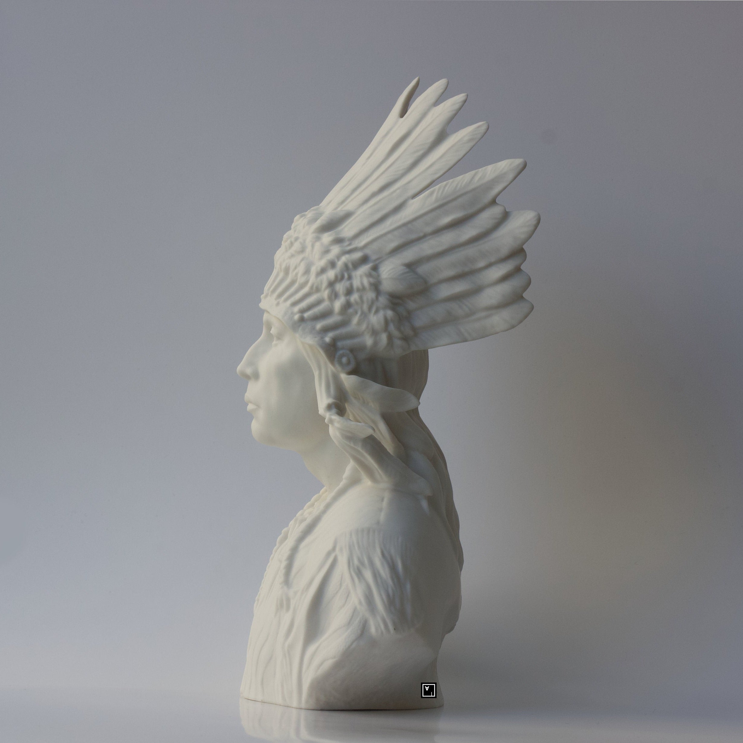 Porcelain Native American Chef Bust Sculpture