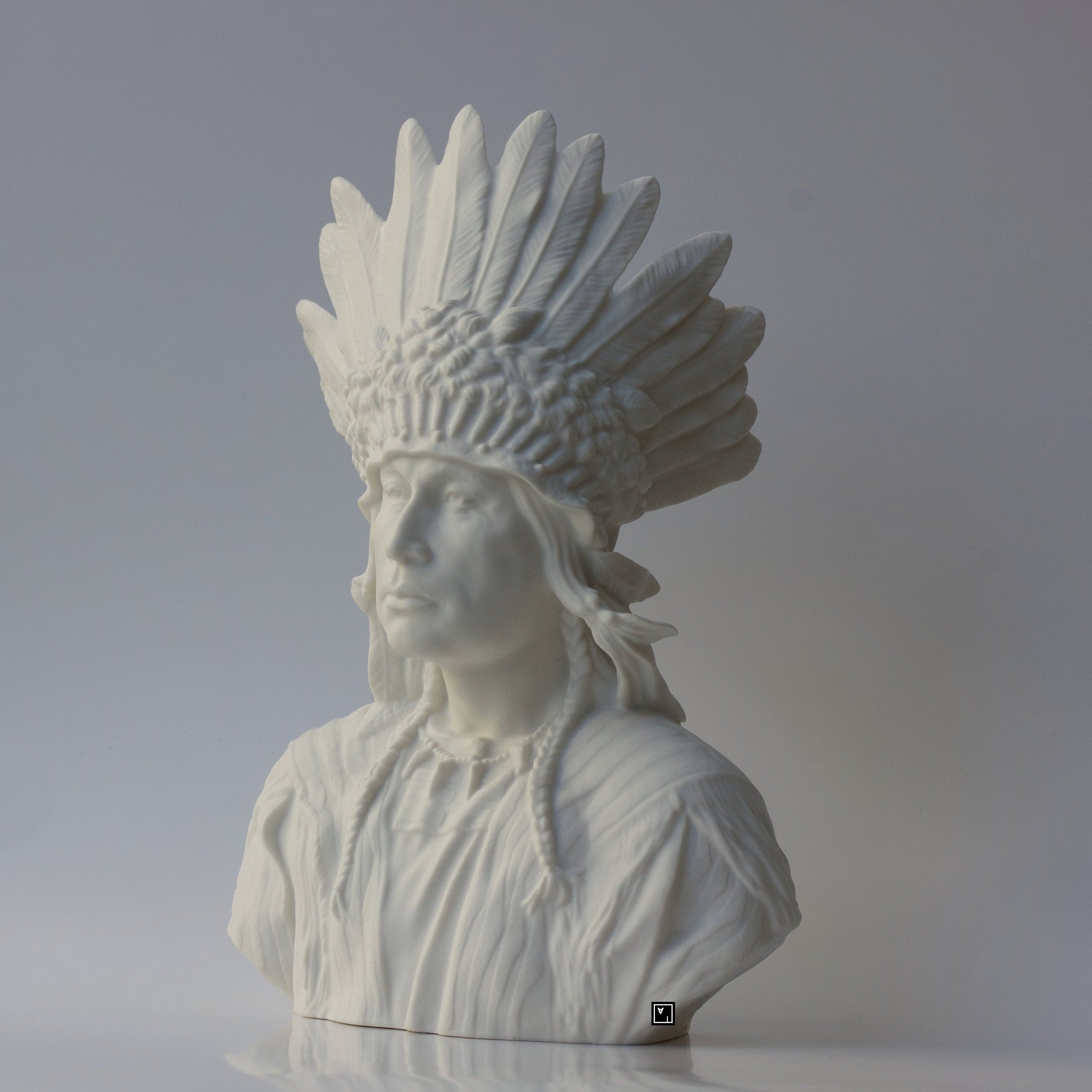 Porcelain Native American Chef Bust Sculpture