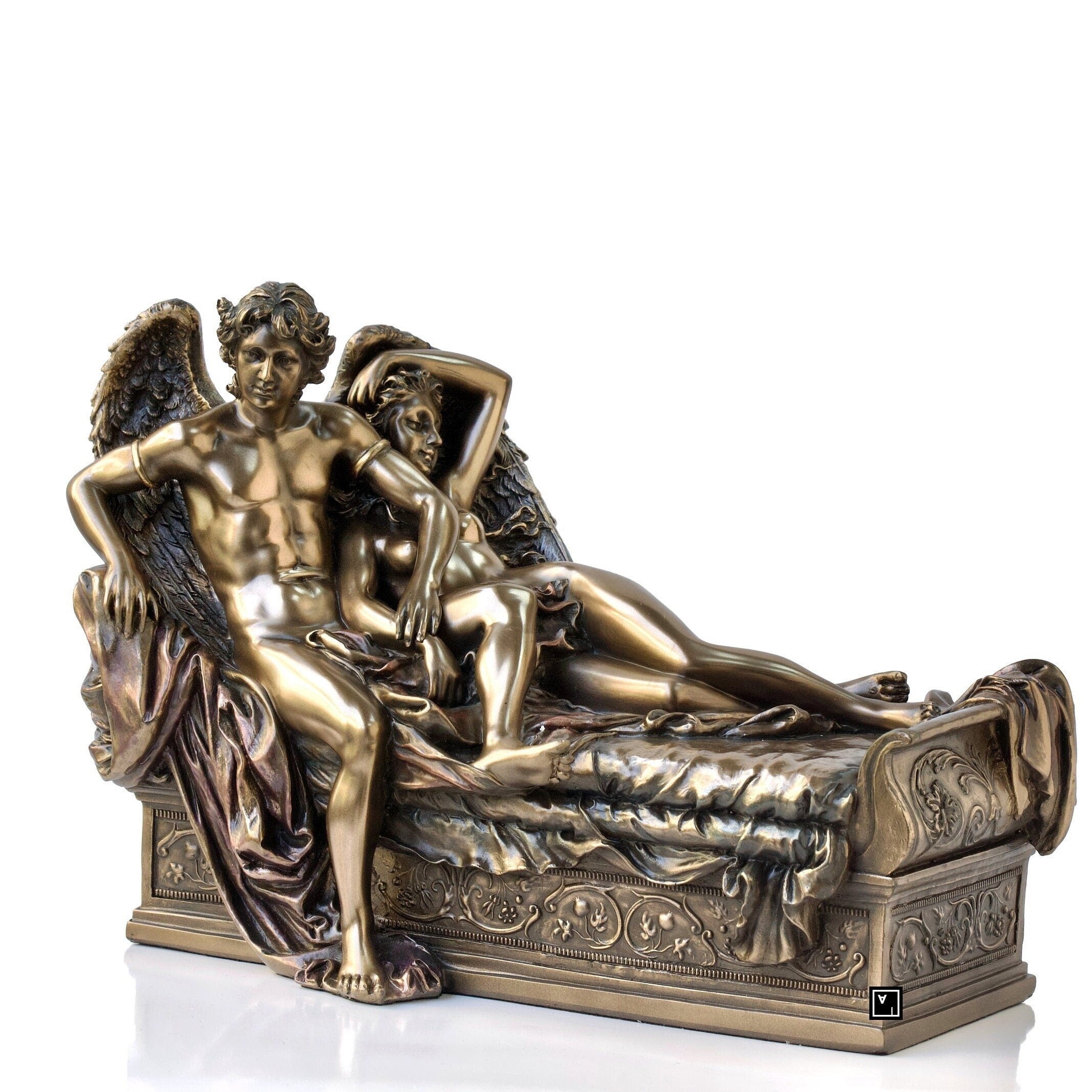Eros and Psyche Sculpture: Cold Cast Bronze Greek Mythology Statue