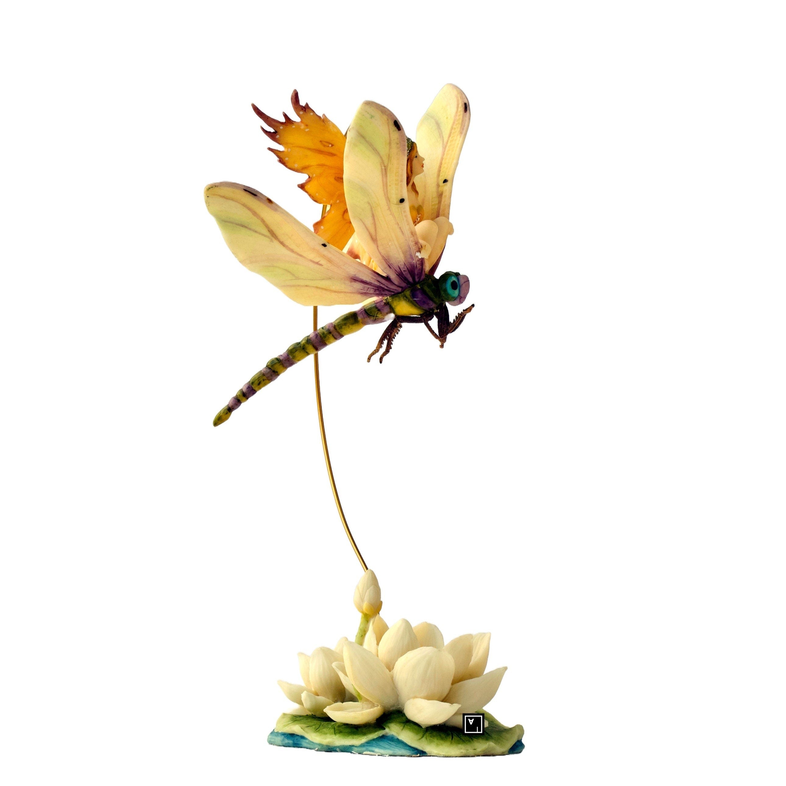 Calla Fairy on Dragonfly Figurine