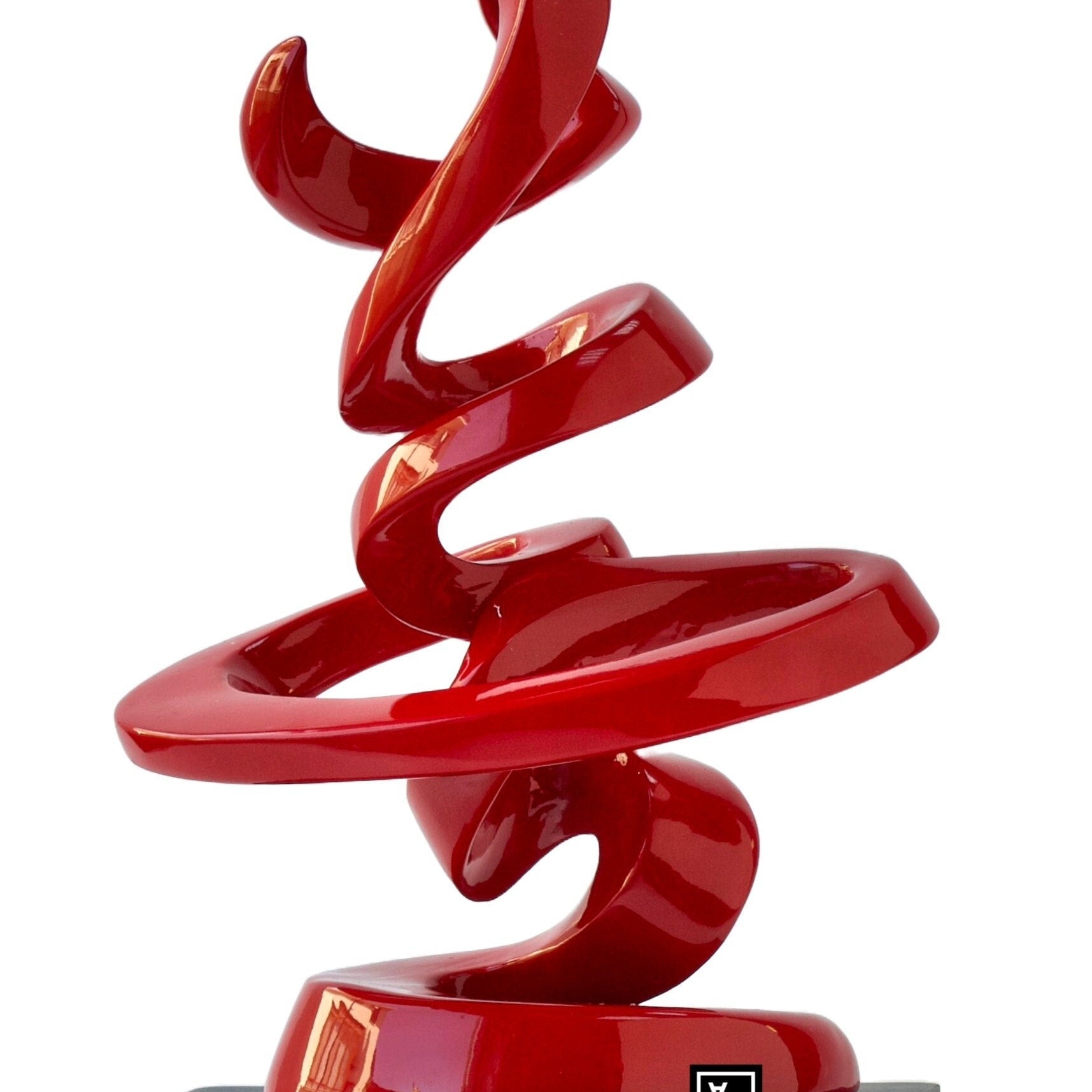 Chinese Happiness Symbol Statue: Red Resin Calligraphy Ornament