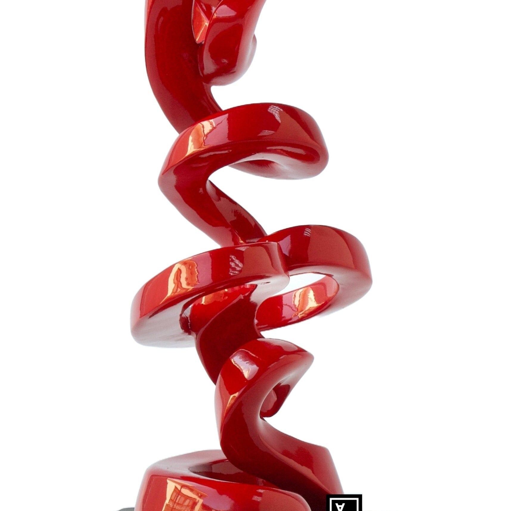 Chinese Happiness Symbol Statue: Red Resin Calligraphy Ornament