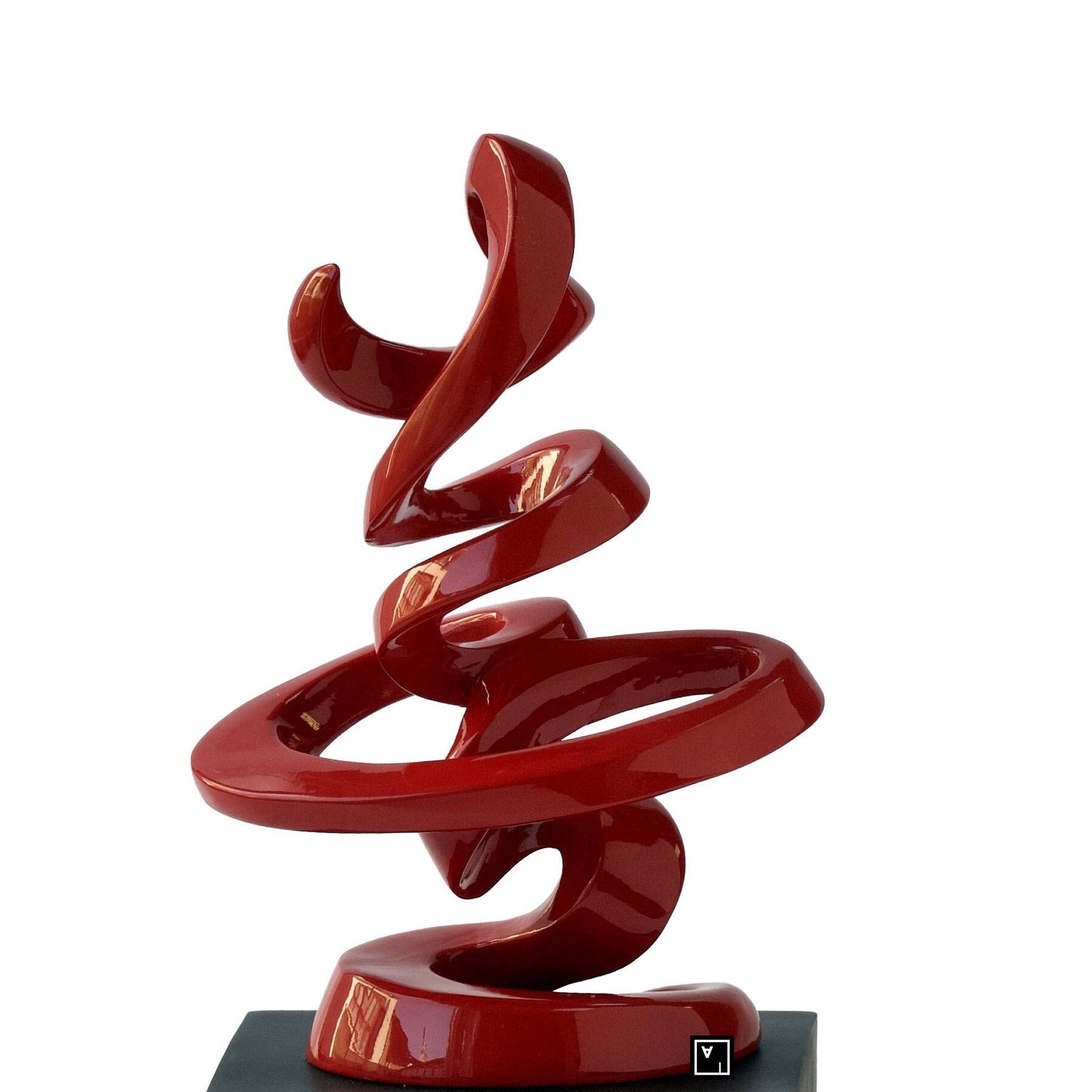 Chinese Happiness Symbol Statue: Red Resin Calligraphy Ornament