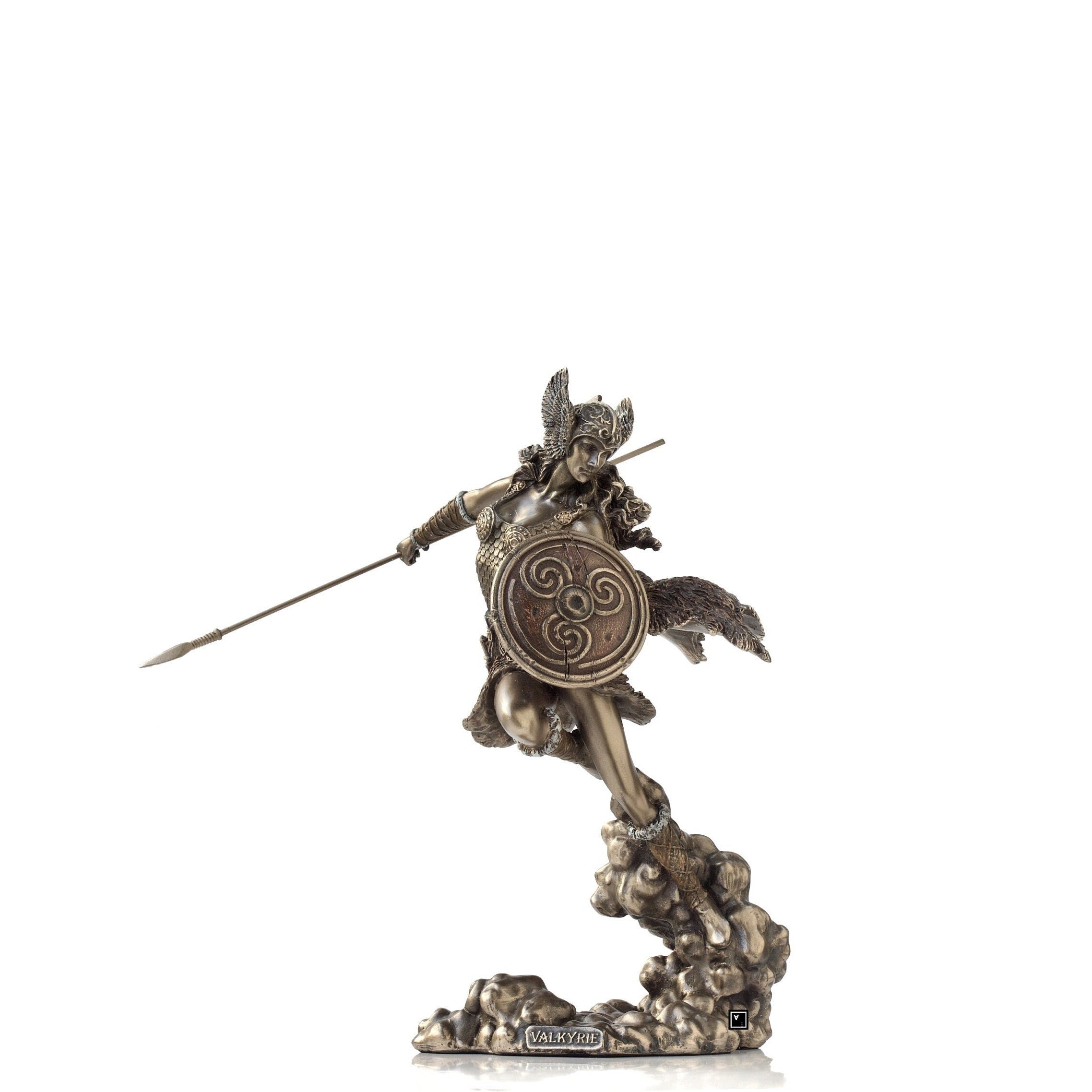 Bronzed Valkyrie Statue: Nordic Norse Goddess Figurine