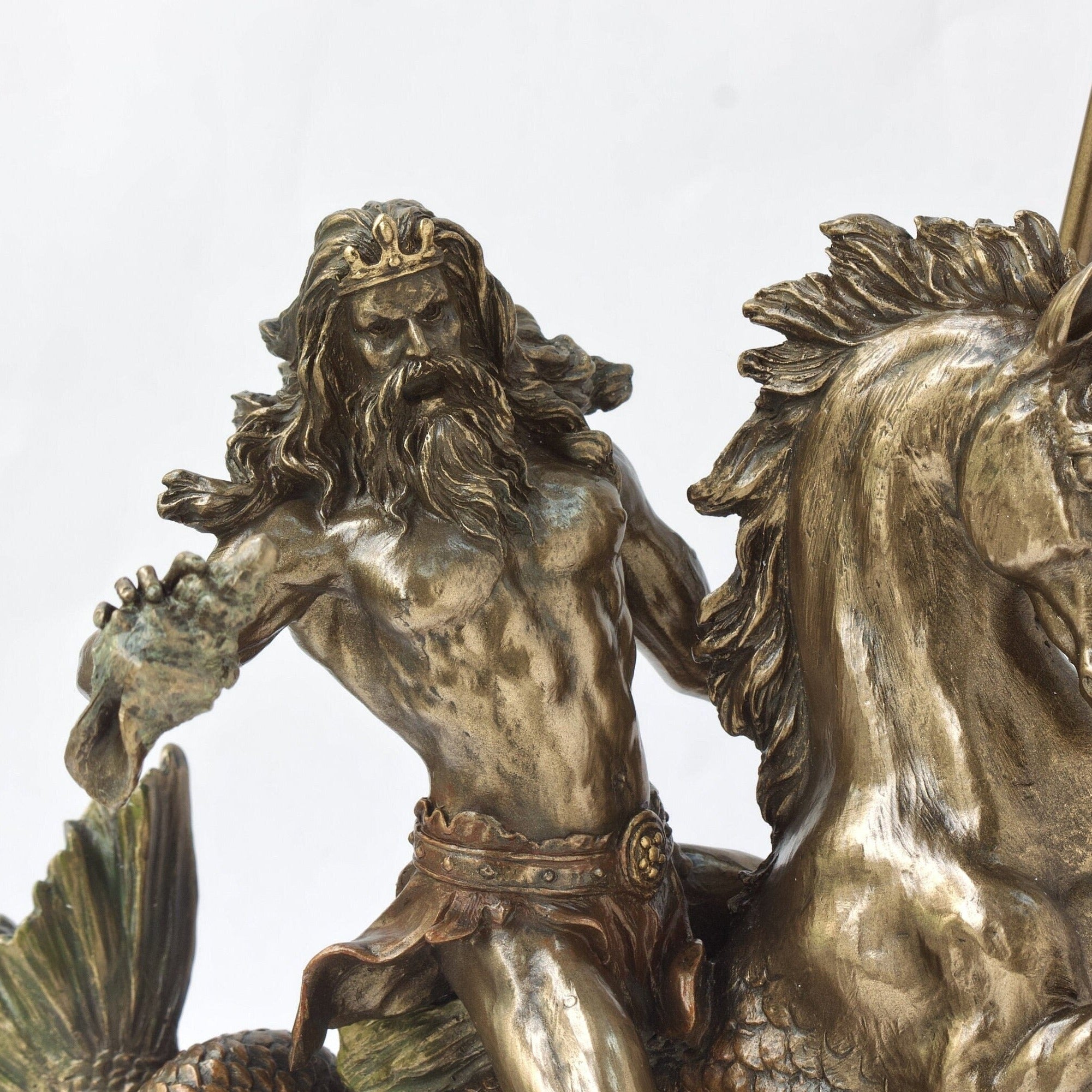 Poseidon with Trident riding a Hippocampus Statue