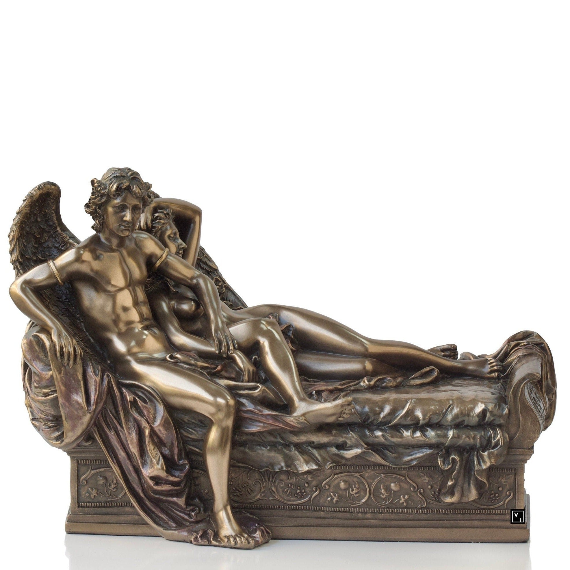 Eros and Psyche Sculpture: Cold Cast Bronze Greek Mythology Statue