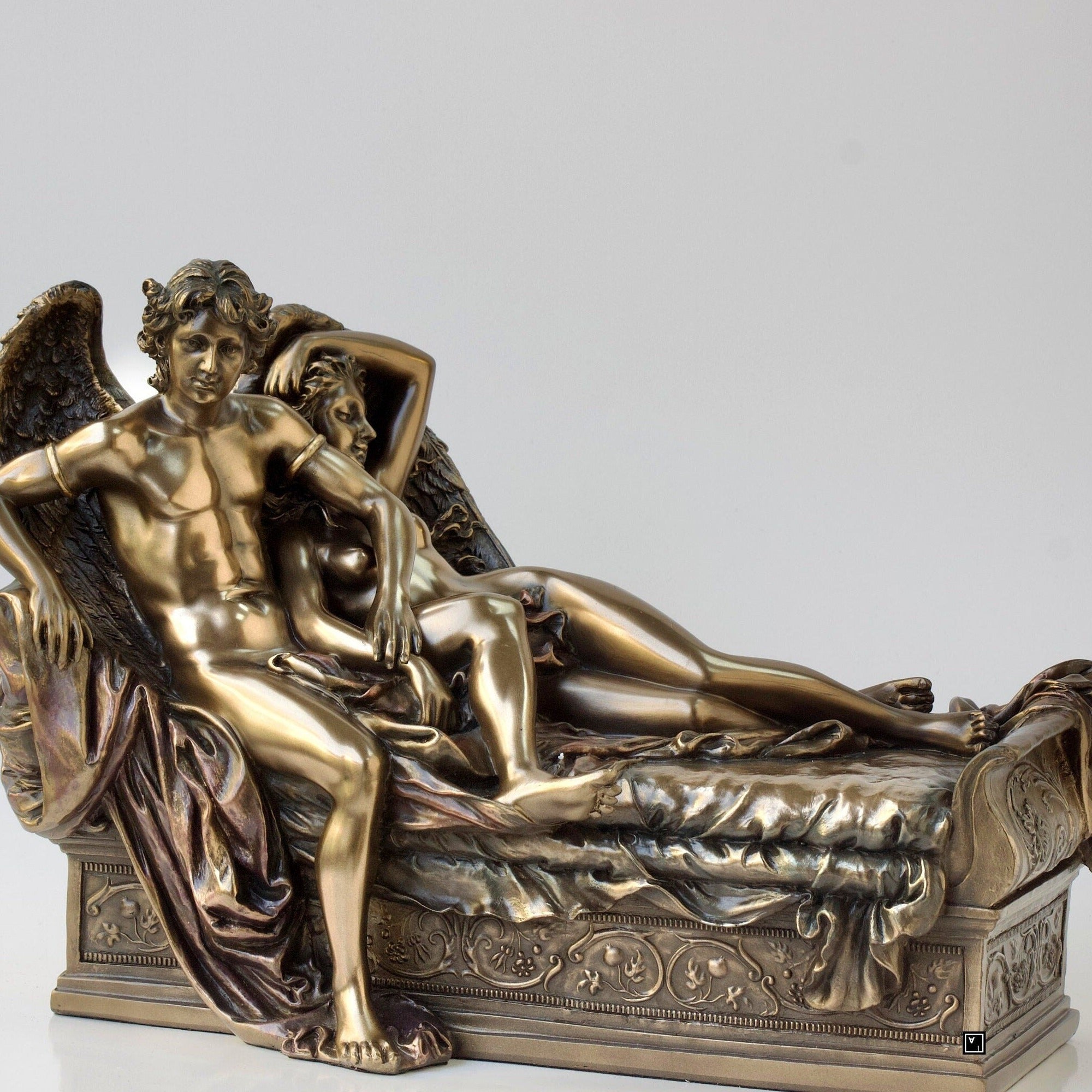 Eros and Psyche Sculpture: Cold Cast Bronze Greek Mythology Statue