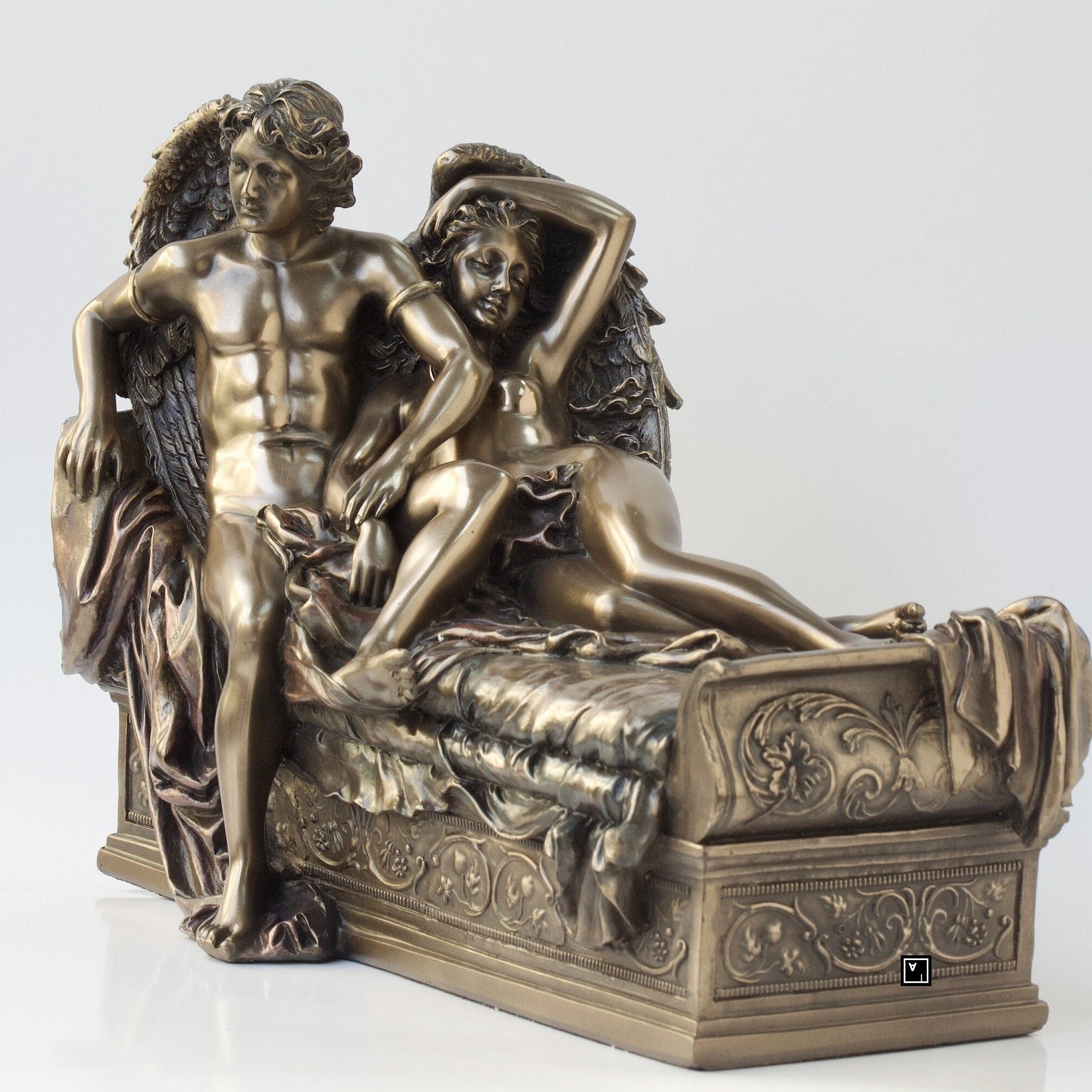 Eros and Psyche Sculpture: Cold Cast Bronze Greek Mythology Statue