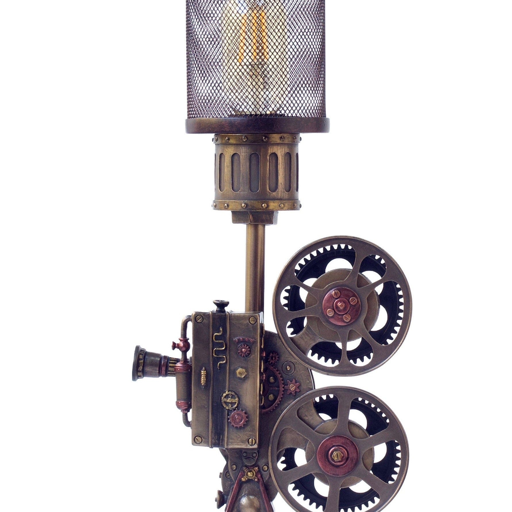 Steampunk Movie Projector Lamp: Retro Camera Style