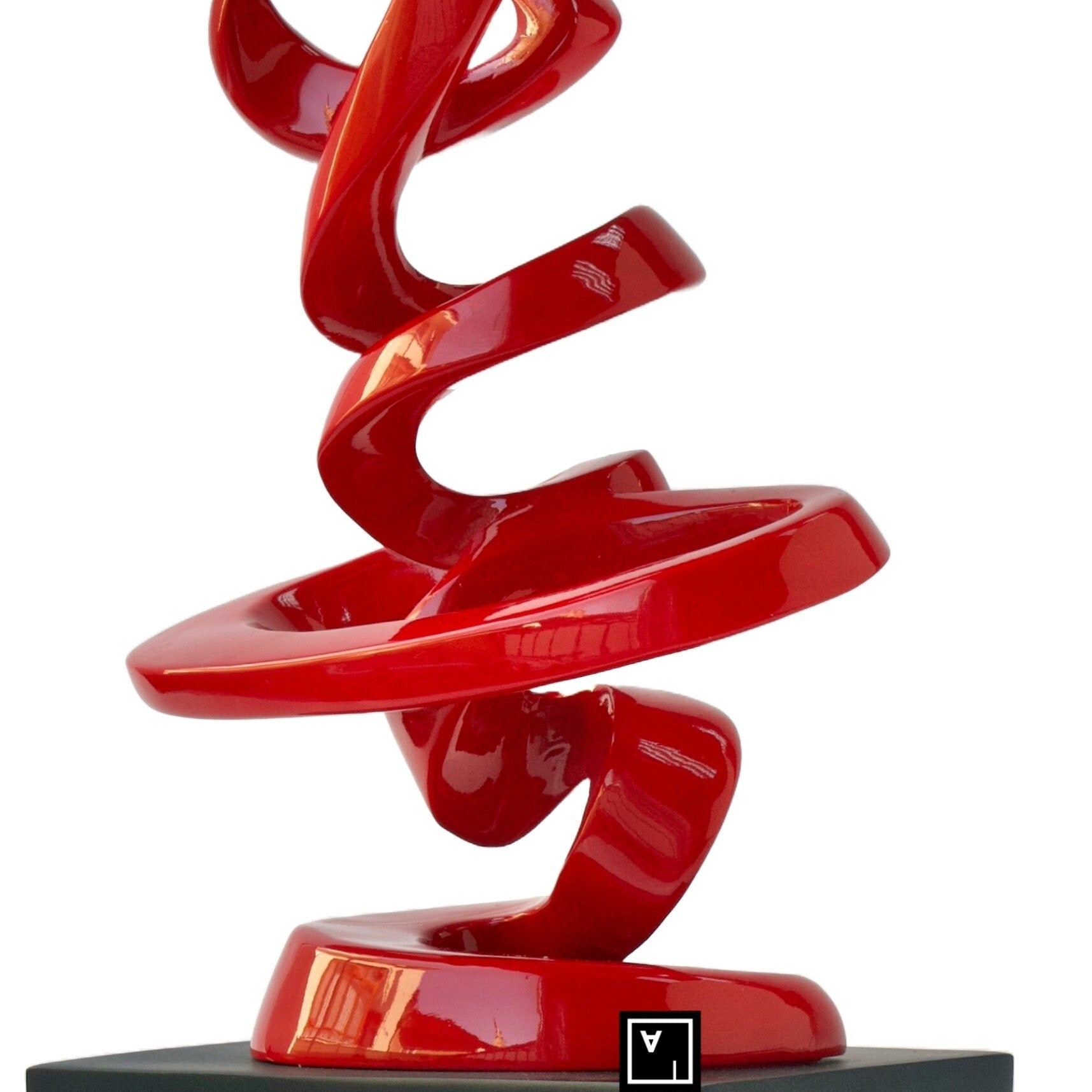 Chinese Happiness Symbol Statue: Red Resin Calligraphy Ornament