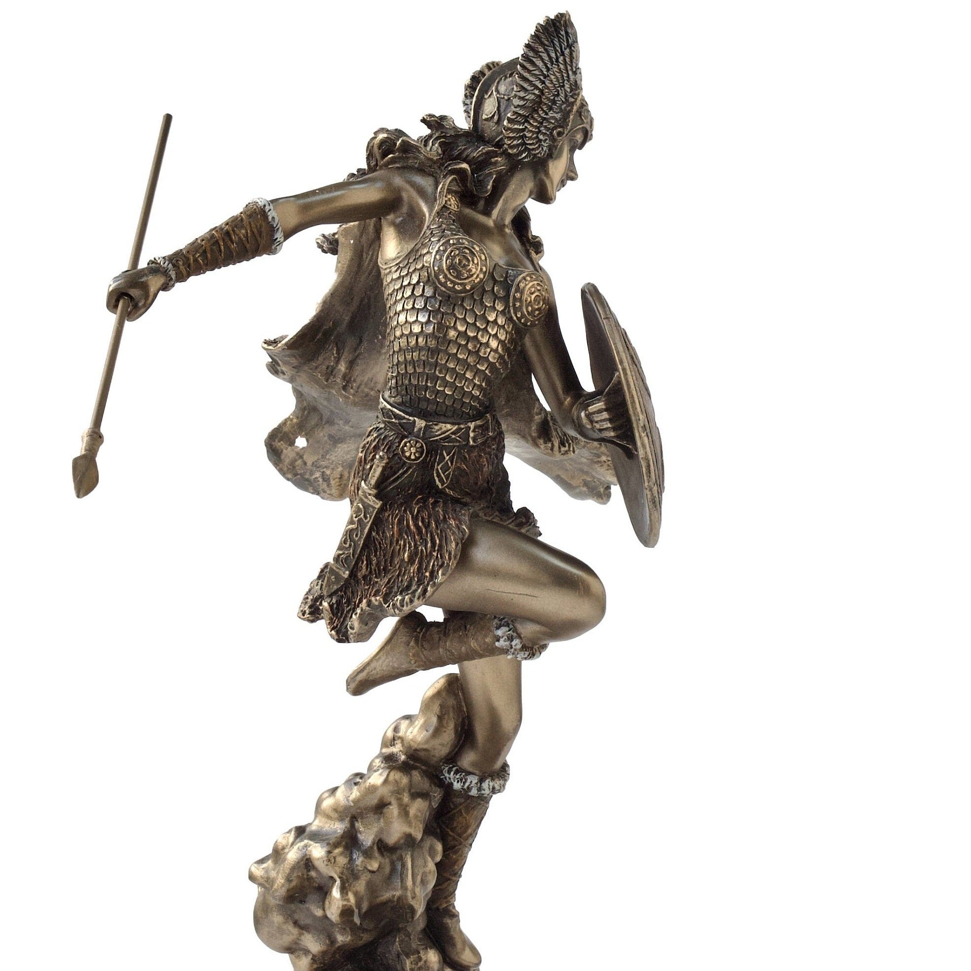 Bronzed Valkyrie Statue: Nordic Norse Goddess Figurine