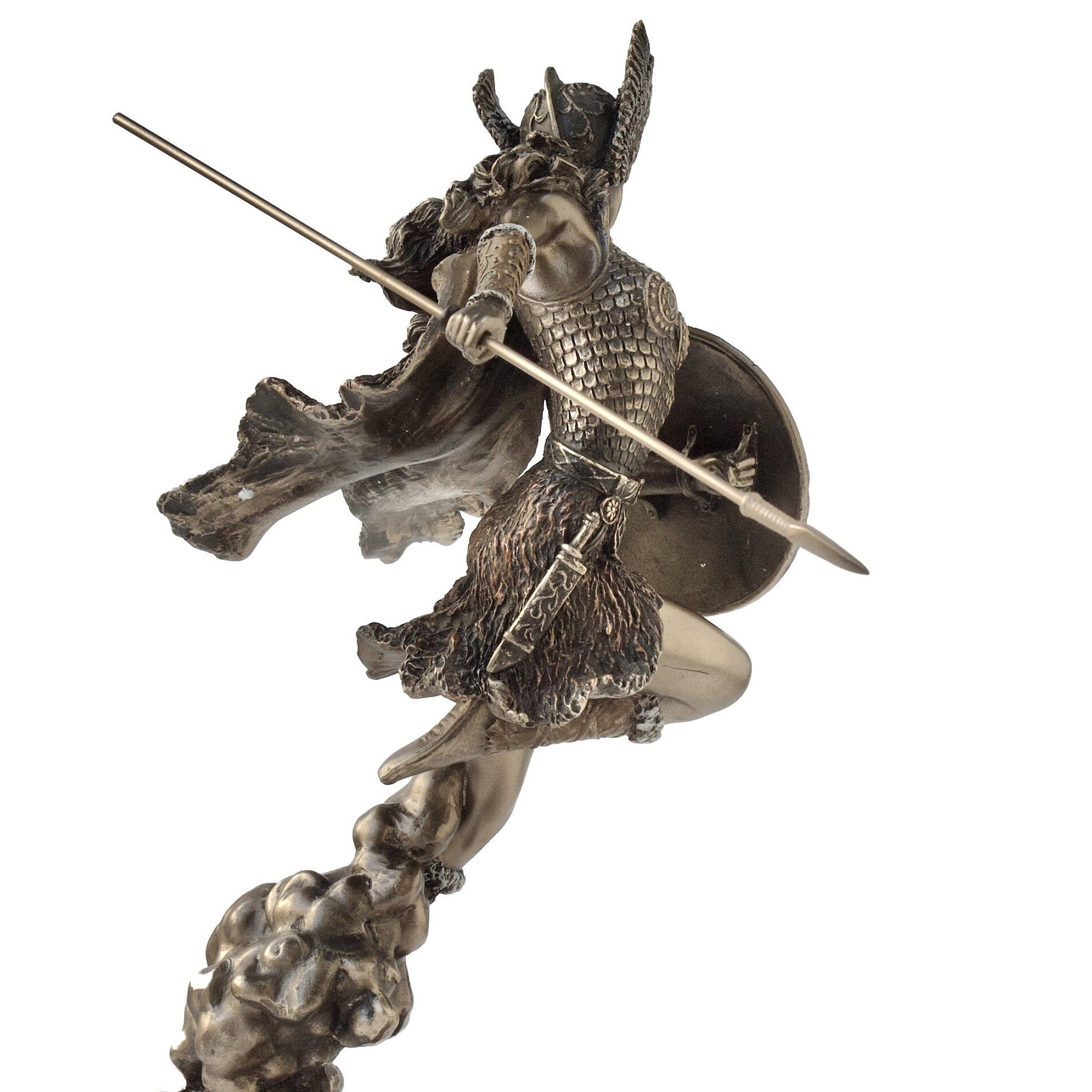 Bronzed Valkyrie Statue: Nordic Norse Goddess Figurine