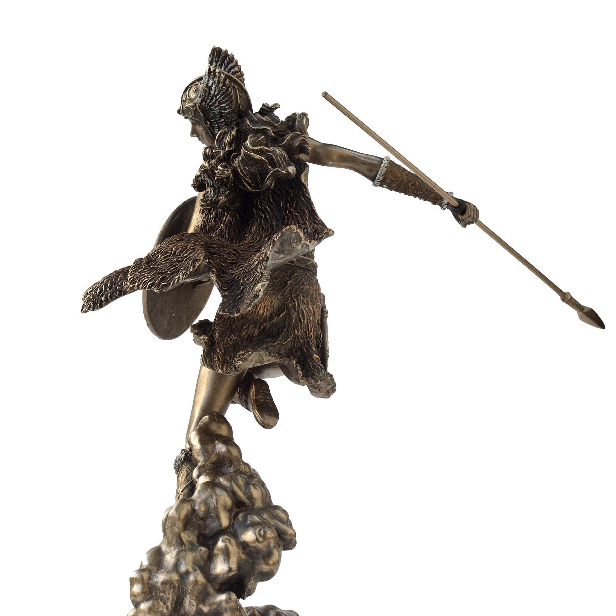 Bronzed Valkyrie Statue: Nordic Norse Goddess Figurine