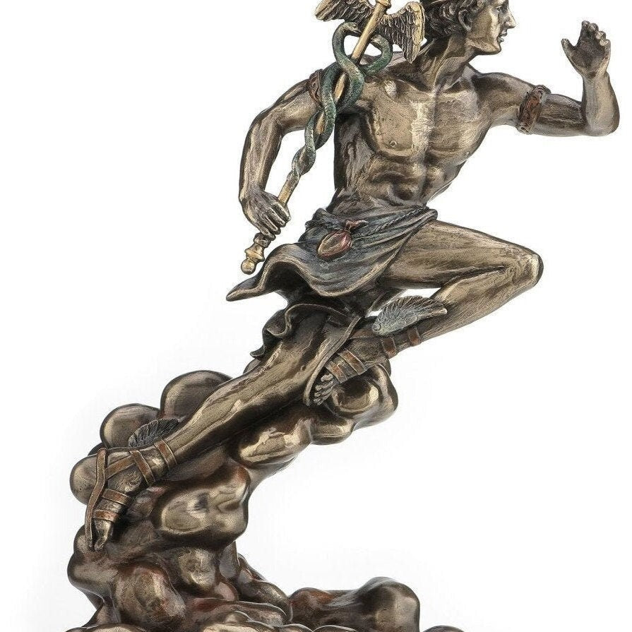 Veronese Design Hermes Statue, Cold Cast Resin, Bronzed Figurine