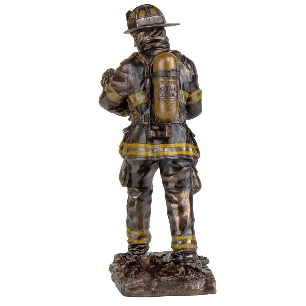 Firefighter Carrying Child Statue: Cold Cast Bronze Rescue Hero Decor (11 Inches)