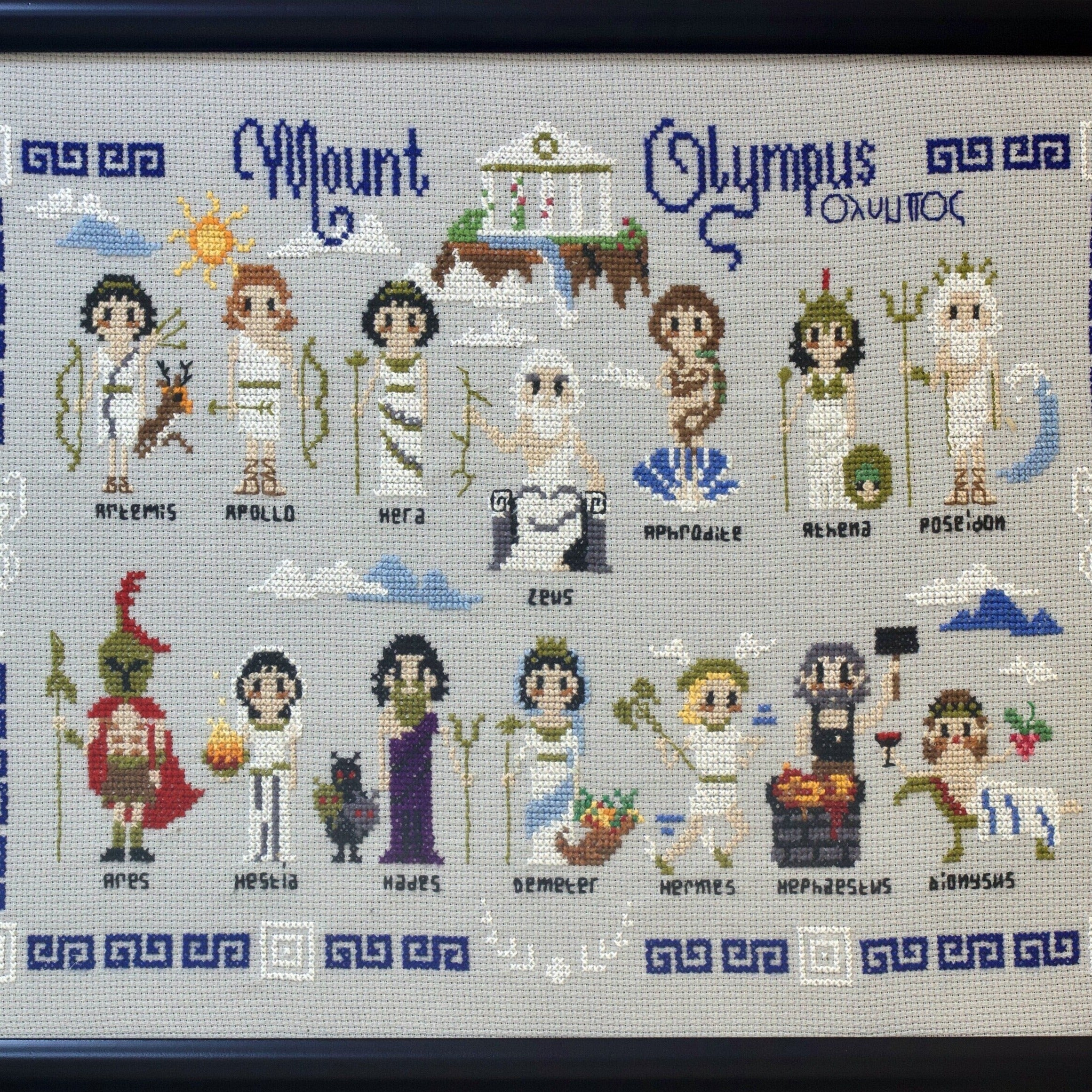 Twelve Olympians Cross-Stitch Art: Greek Mythology Pantheon