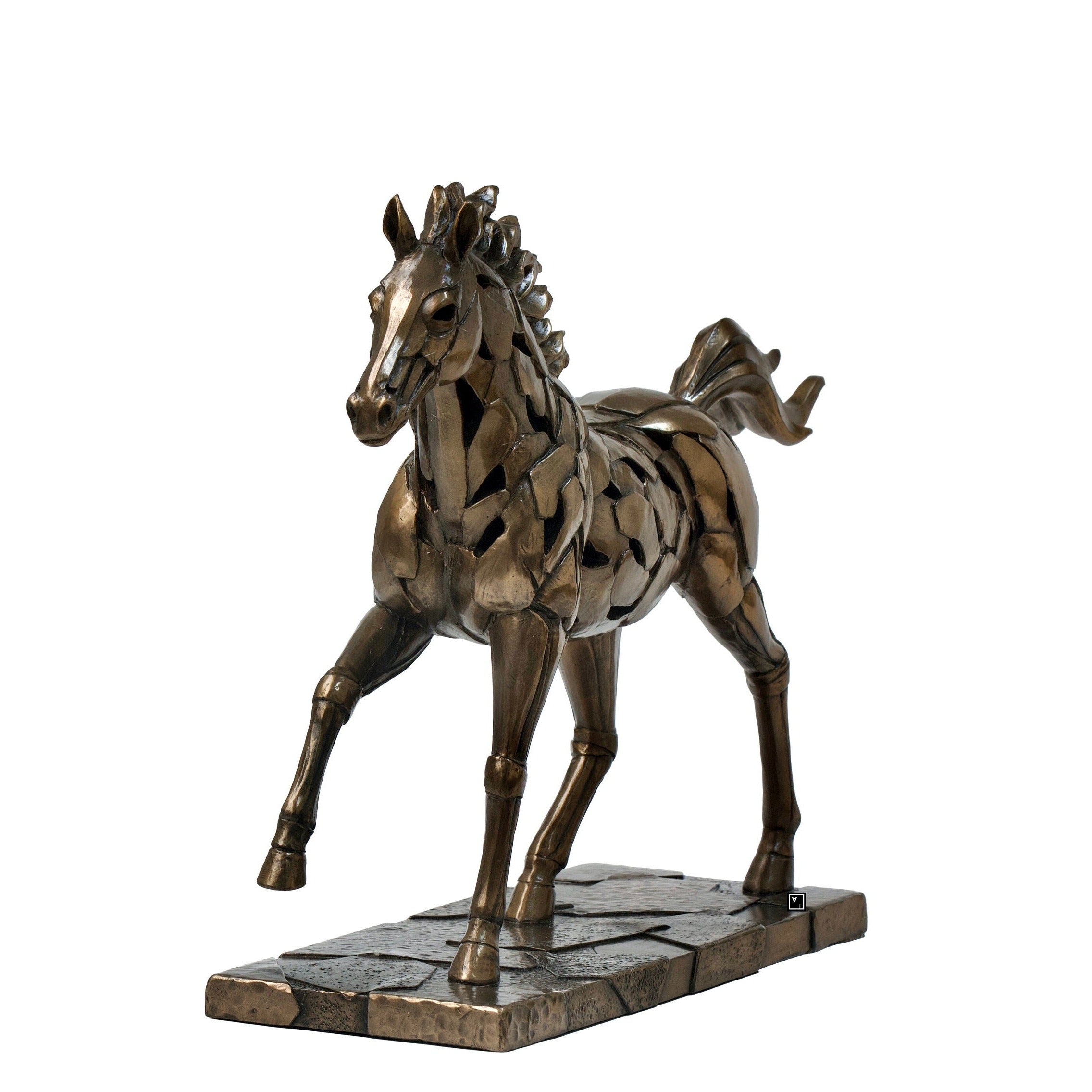 Modern Bronze Horse Sculpture with LED Light (12 Inches)
