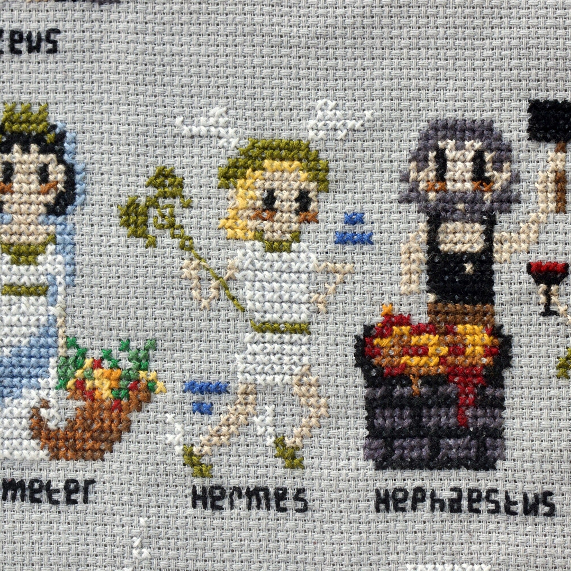 Twelve Olympians Cross-Stitch Art: Greek Mythology Pantheon