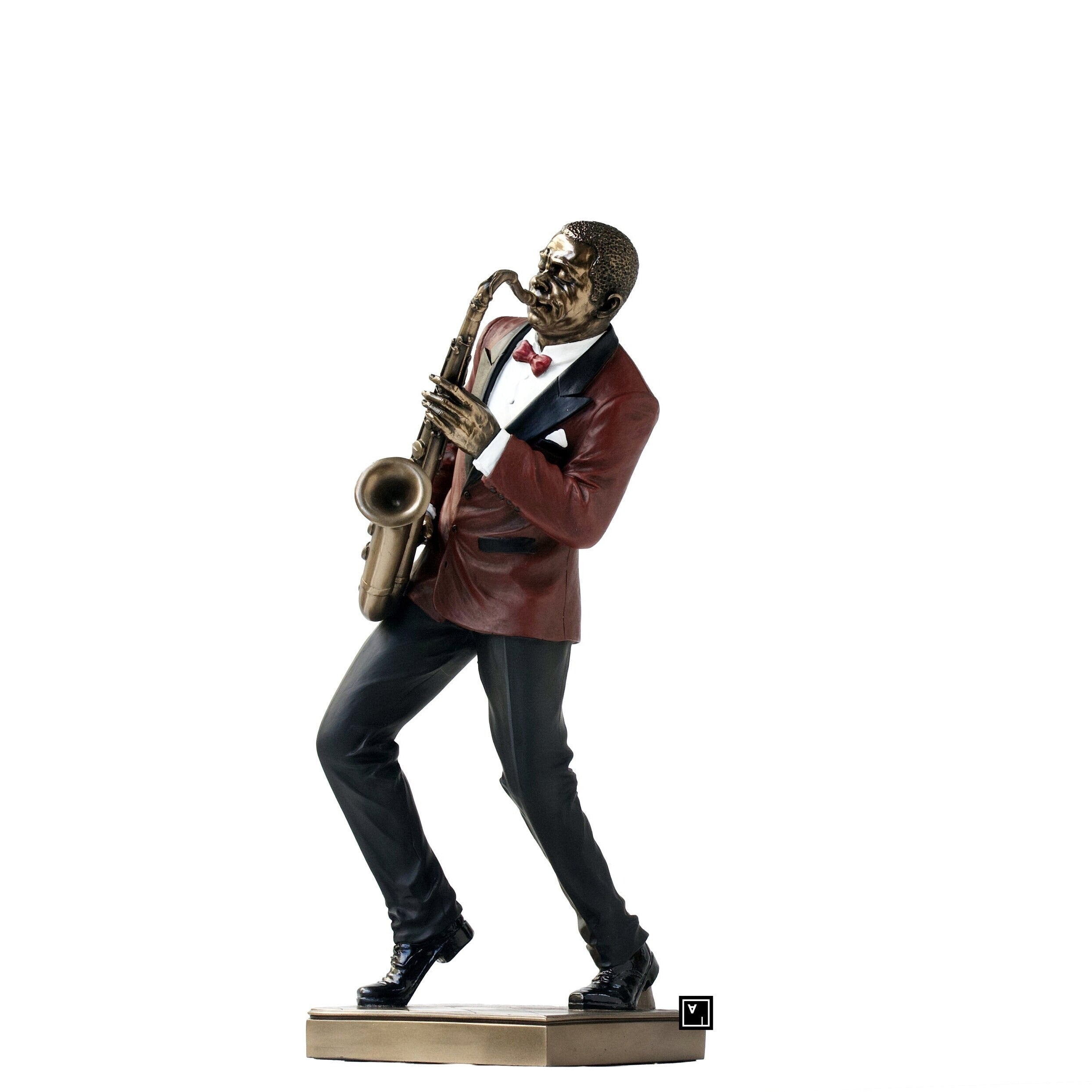 Cold Cast Bronze Saxophone Player Statue: Veronese Design