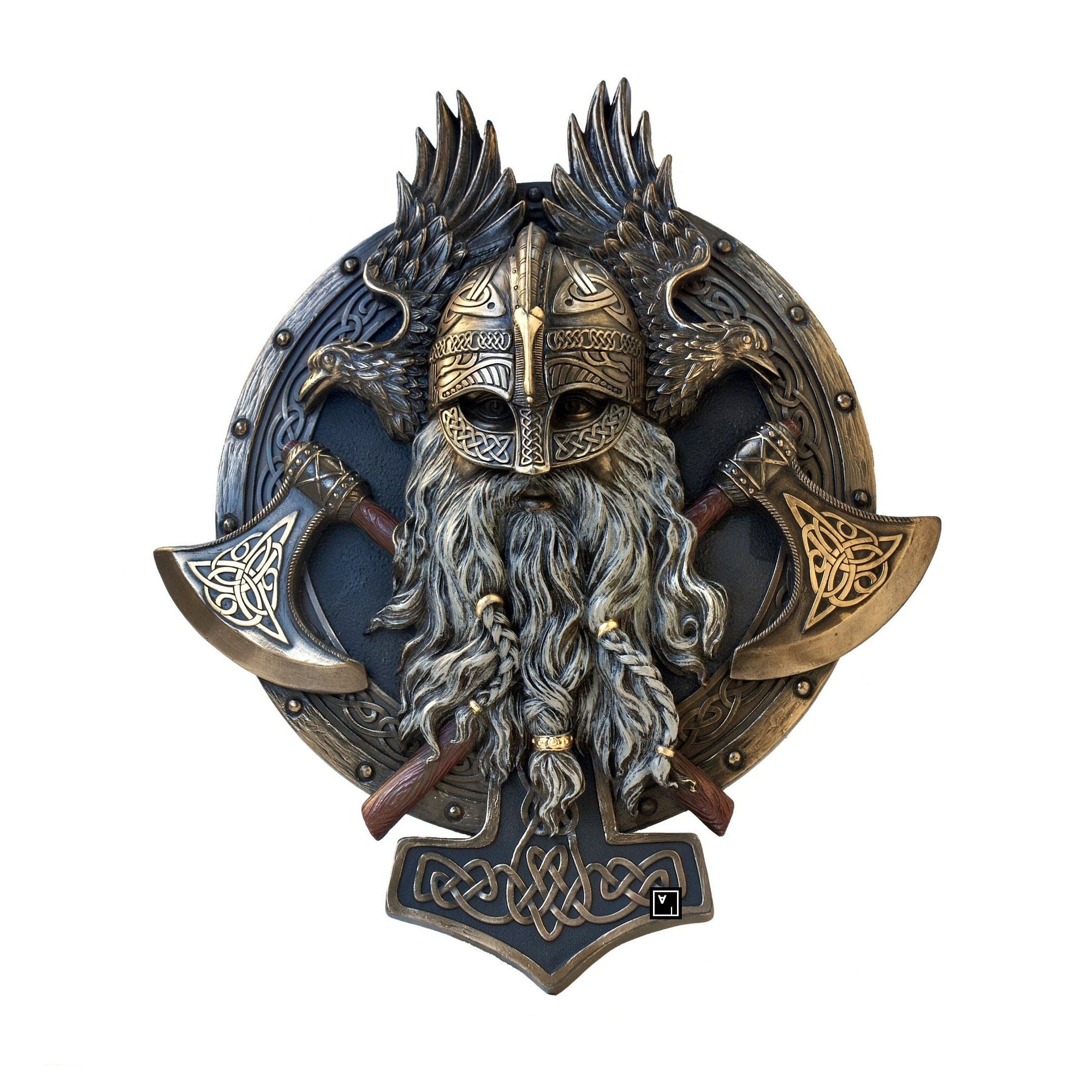 Viking Berserker Twin Axe Valhalla Wall Plaque
