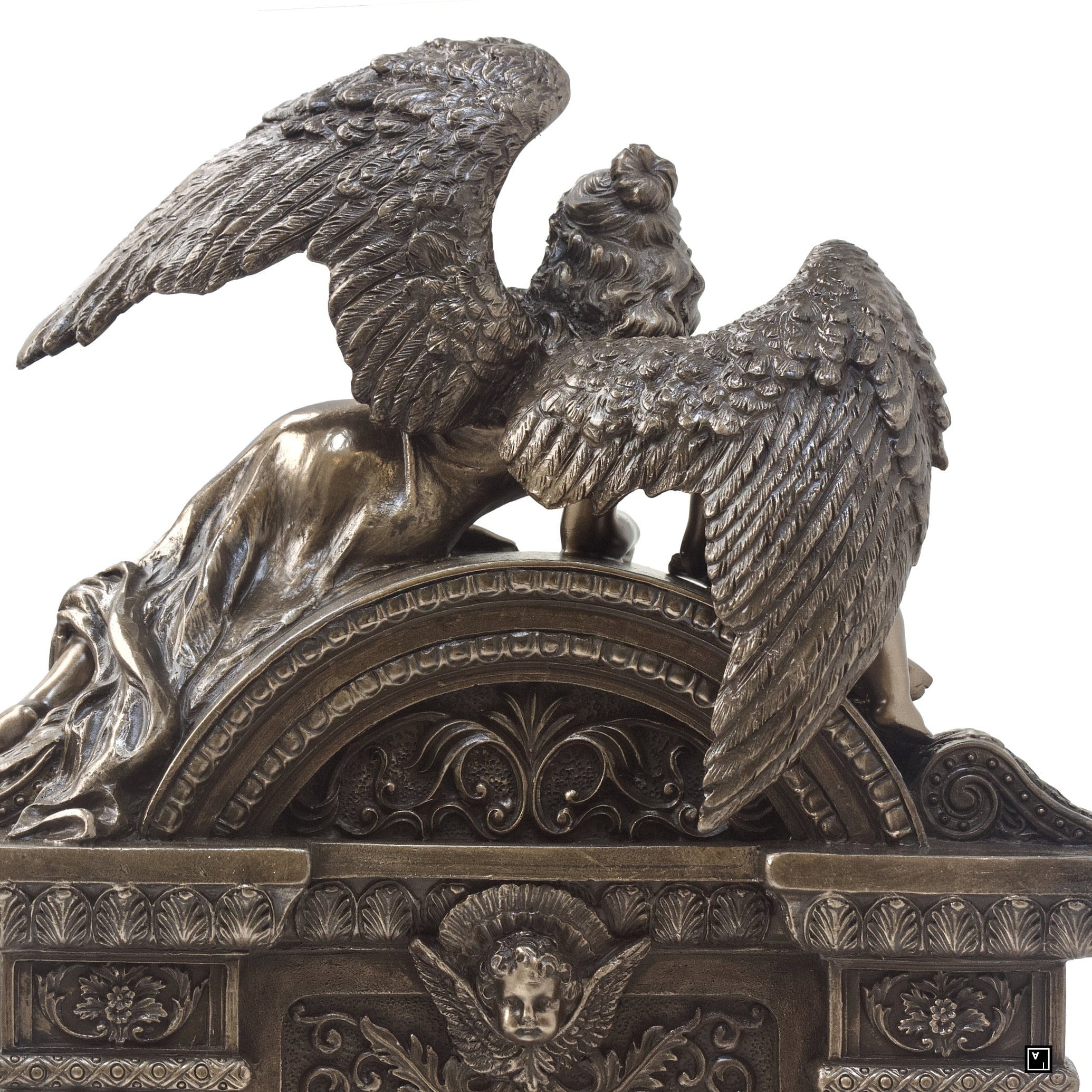 12.99 Inc Art Nouveau Table Clock with Angels