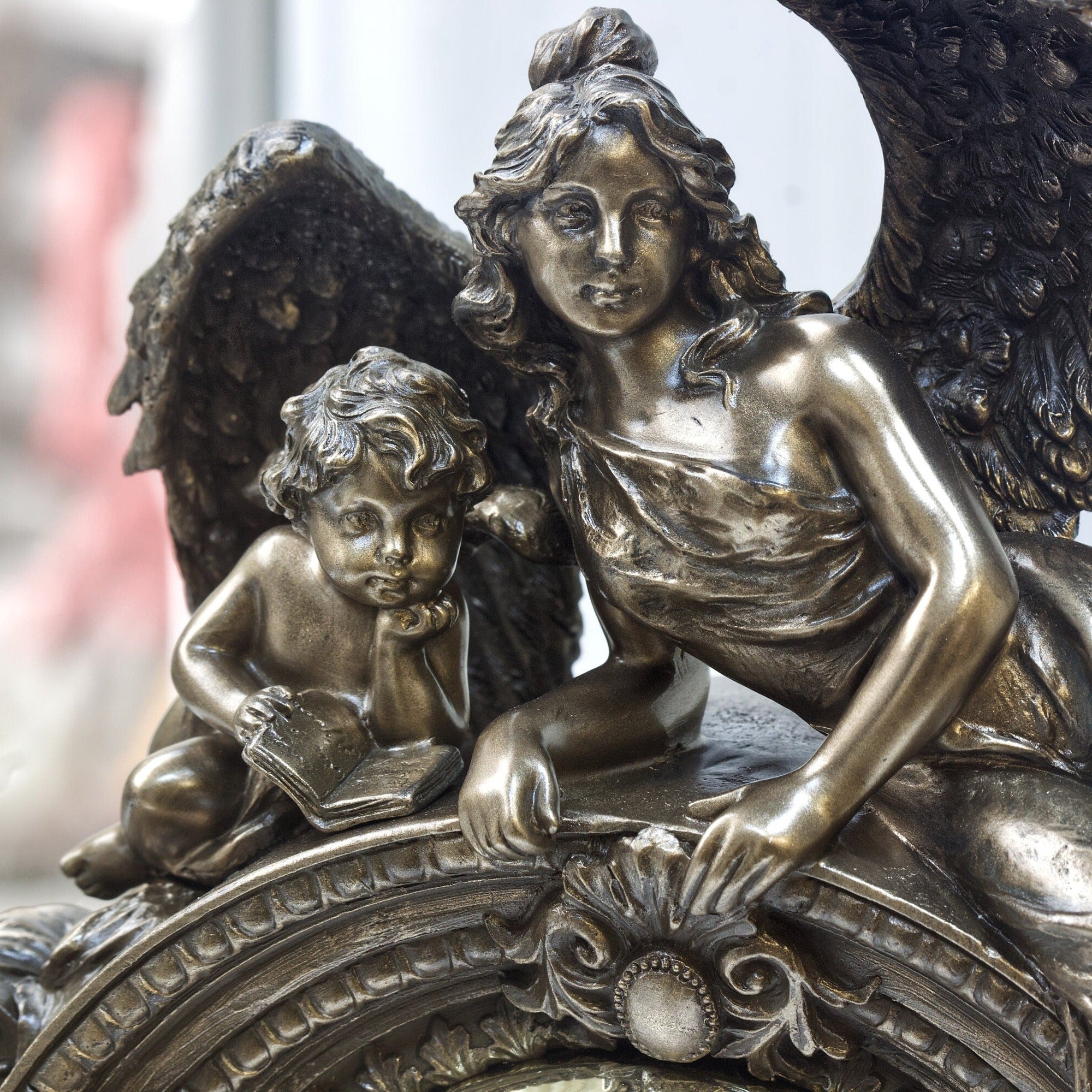 12.99 Inc Art Nouveau Table Clock with Angels