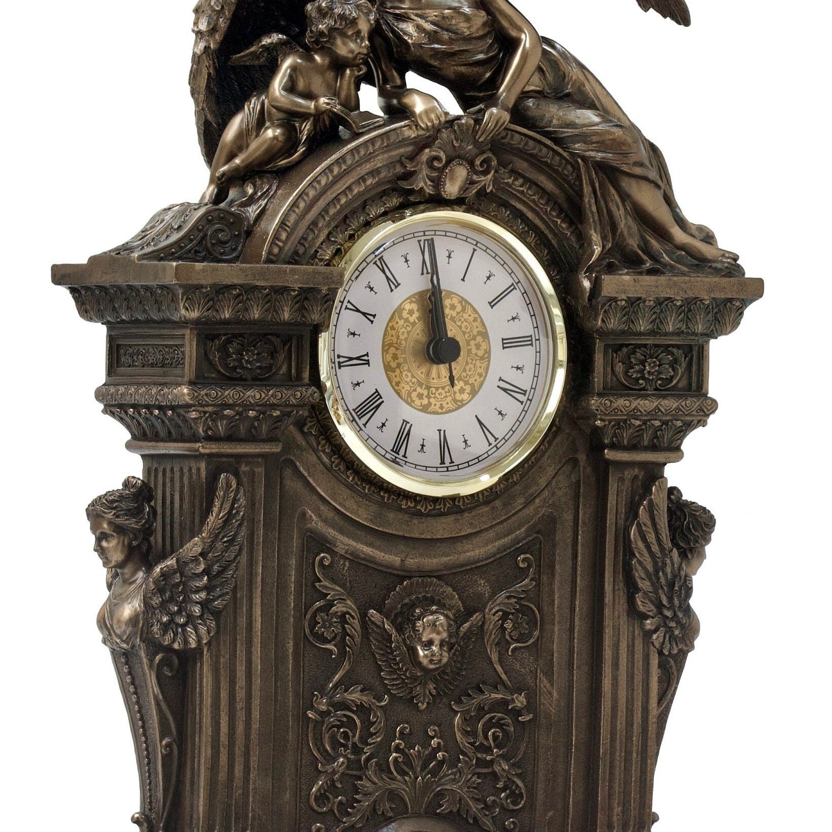 12.99 Inc Art Nouveau Table Clock with Angels
