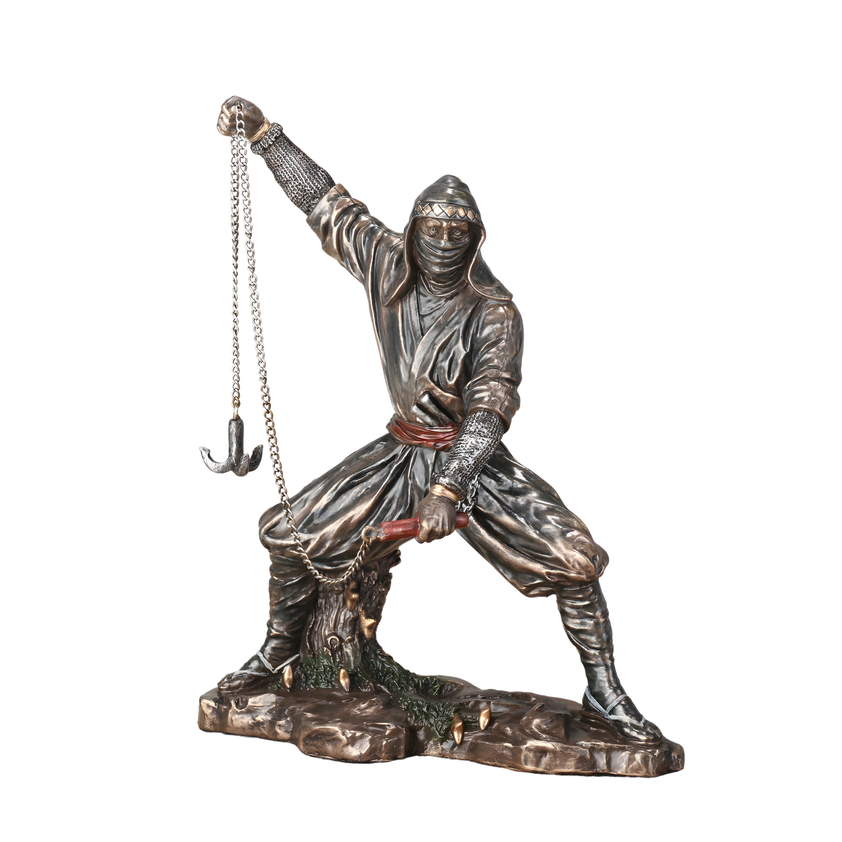 Ninja Wielding Grappling Hook Statue