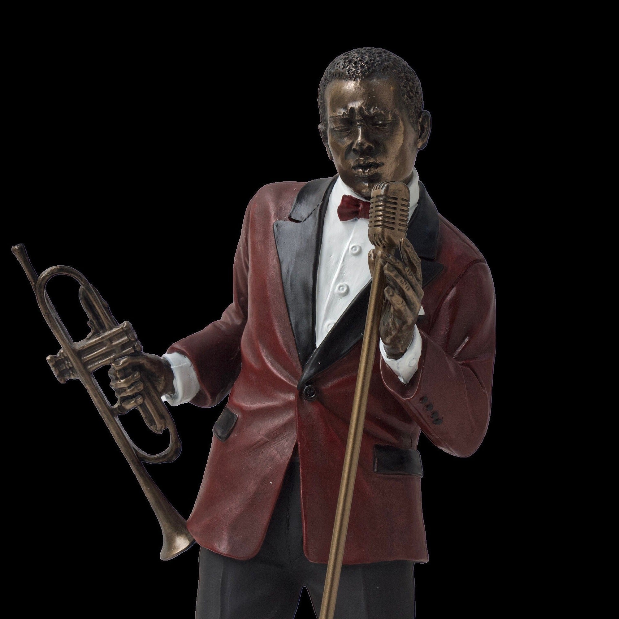Cold Cast Bronze Jazz Singer Statue with Trumpet