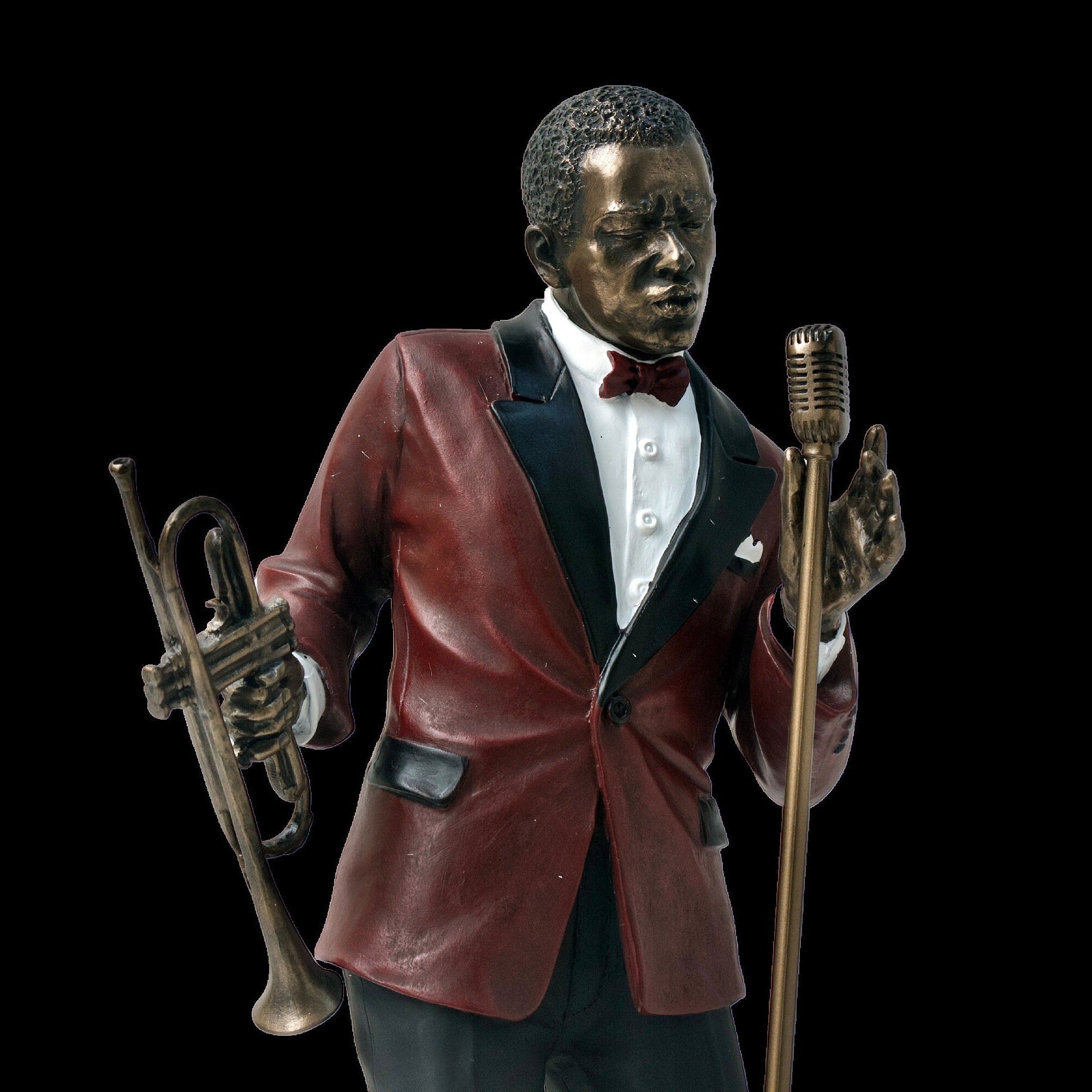 Cold Cast Bronze Jazz Singer Statue with Trumpet